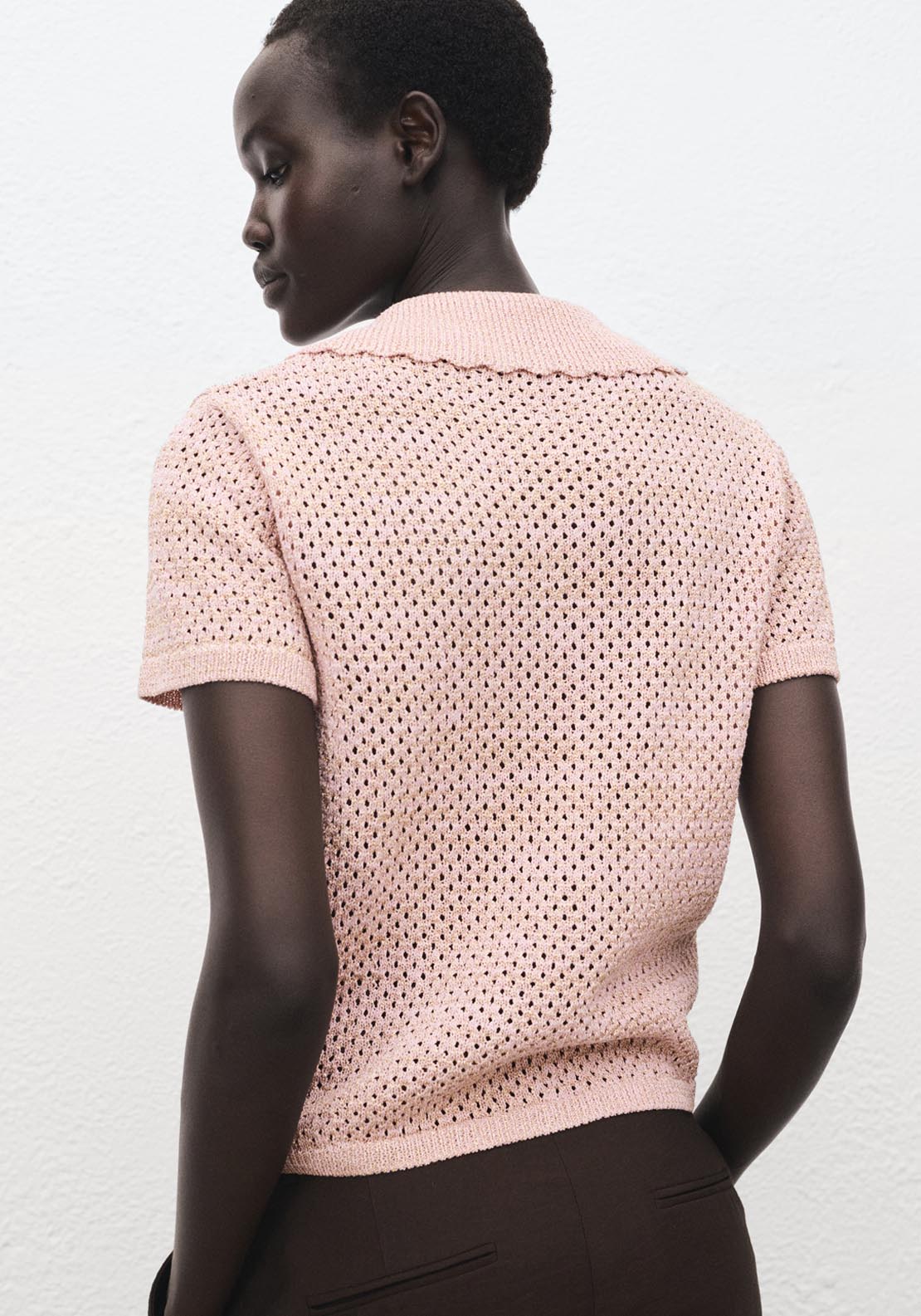 Mango Lurex Crochet Sweater - Pink 2 Shaws Department Stores
