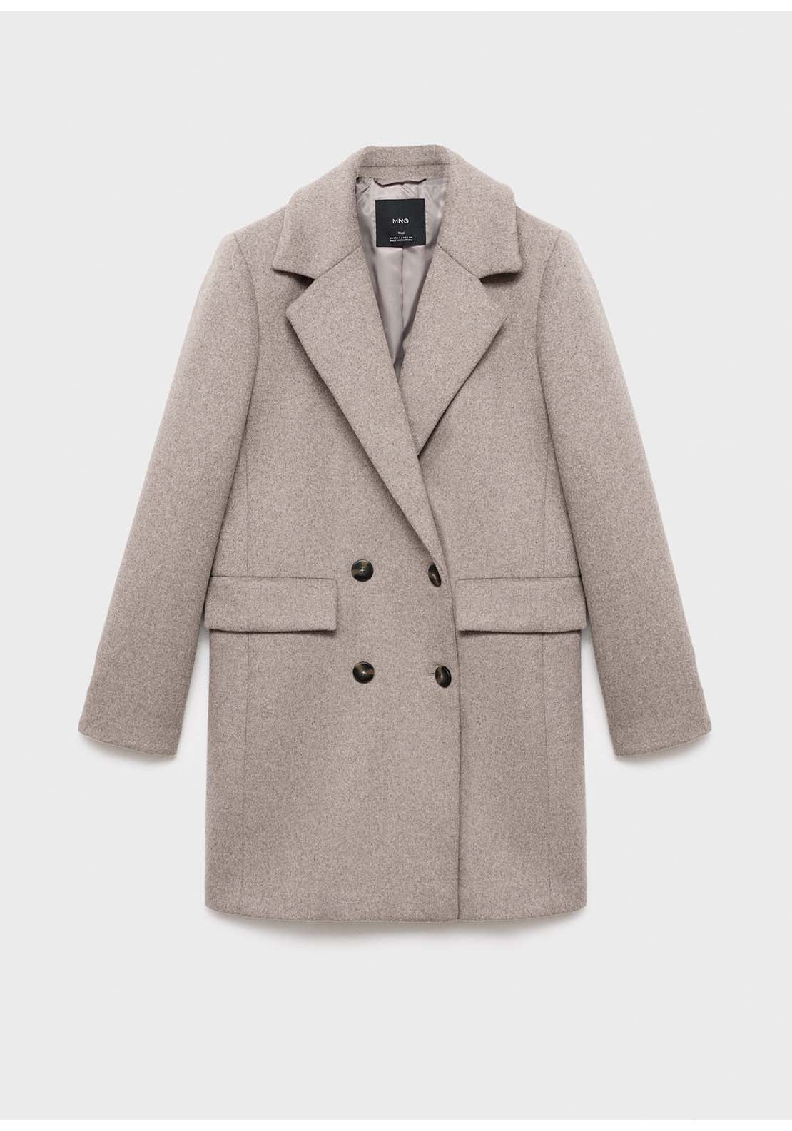 Double-Breasted Wool Coat - Brown