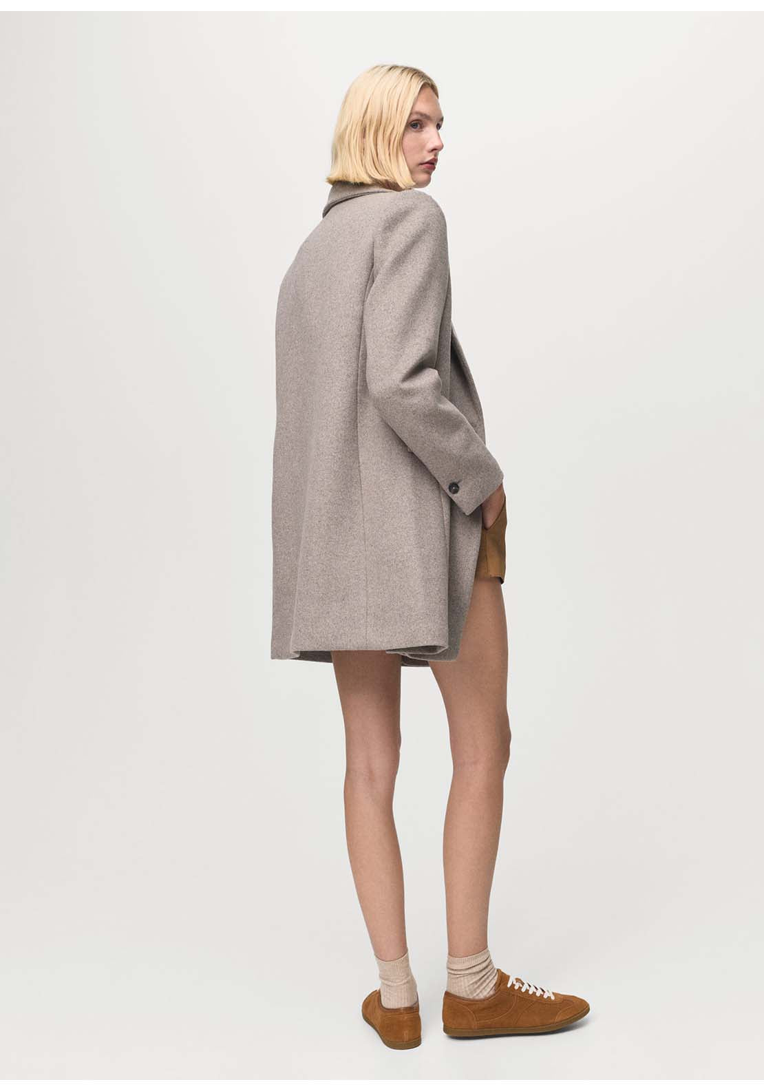 Double-Breasted Wool Coat - Brown