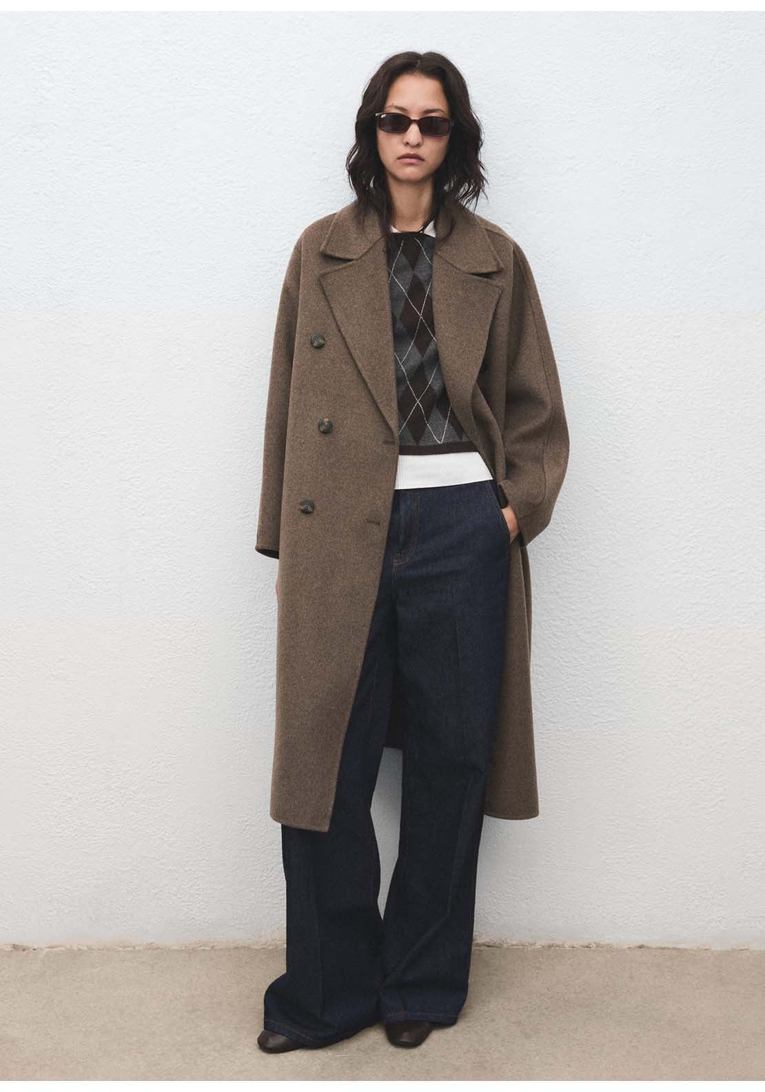 Handmade Oversized Wool Coat - Brown