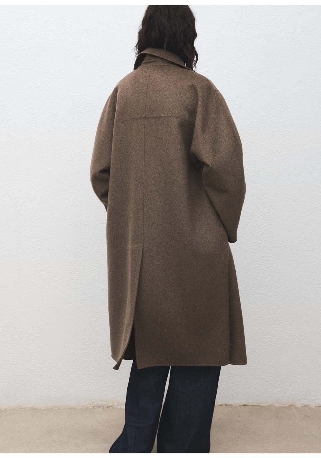 Handmade Oversized Wool Coat - Brown
