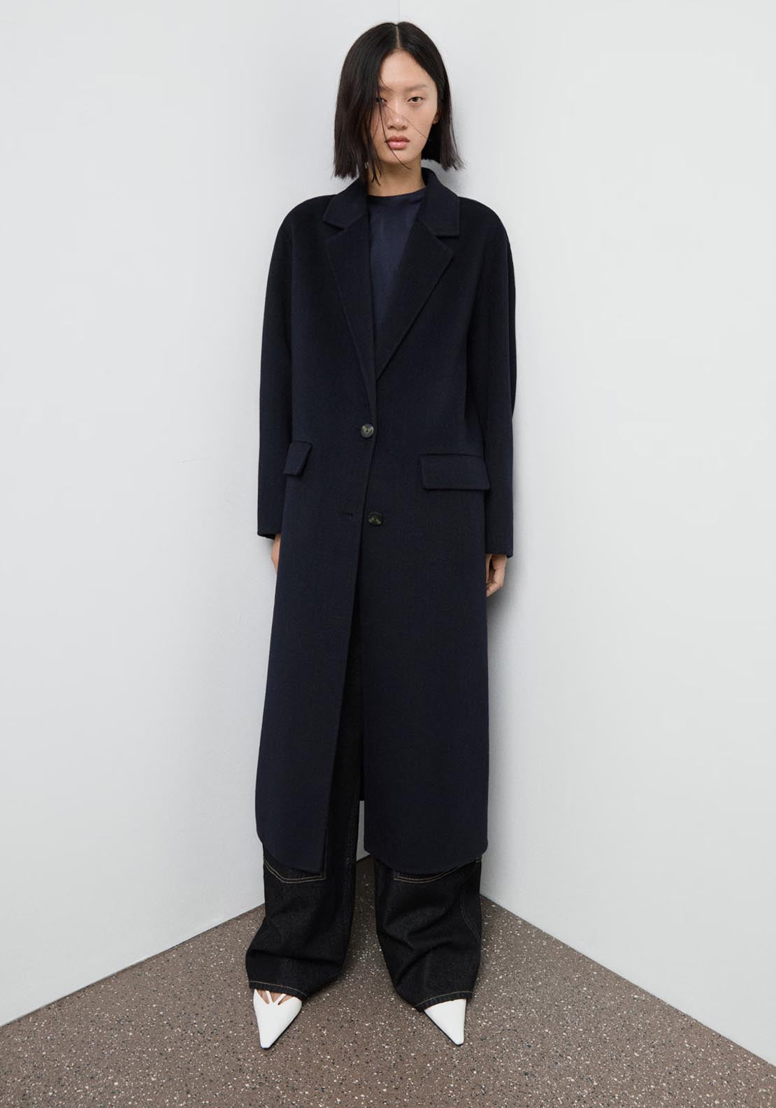 Mango Wool Overcoat - Blue 1 Shaws Department Stores