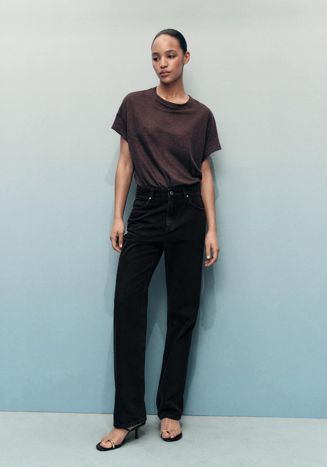 Mango Matilda High Rise Straight Jeans - Grey 4 Shaws Department Stores