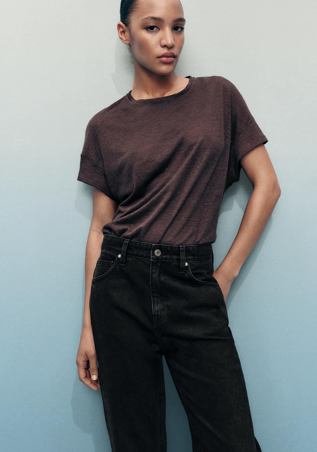 Mango Matilda High Rise Straight Jeans - Grey 3 Shaws Department Stores
