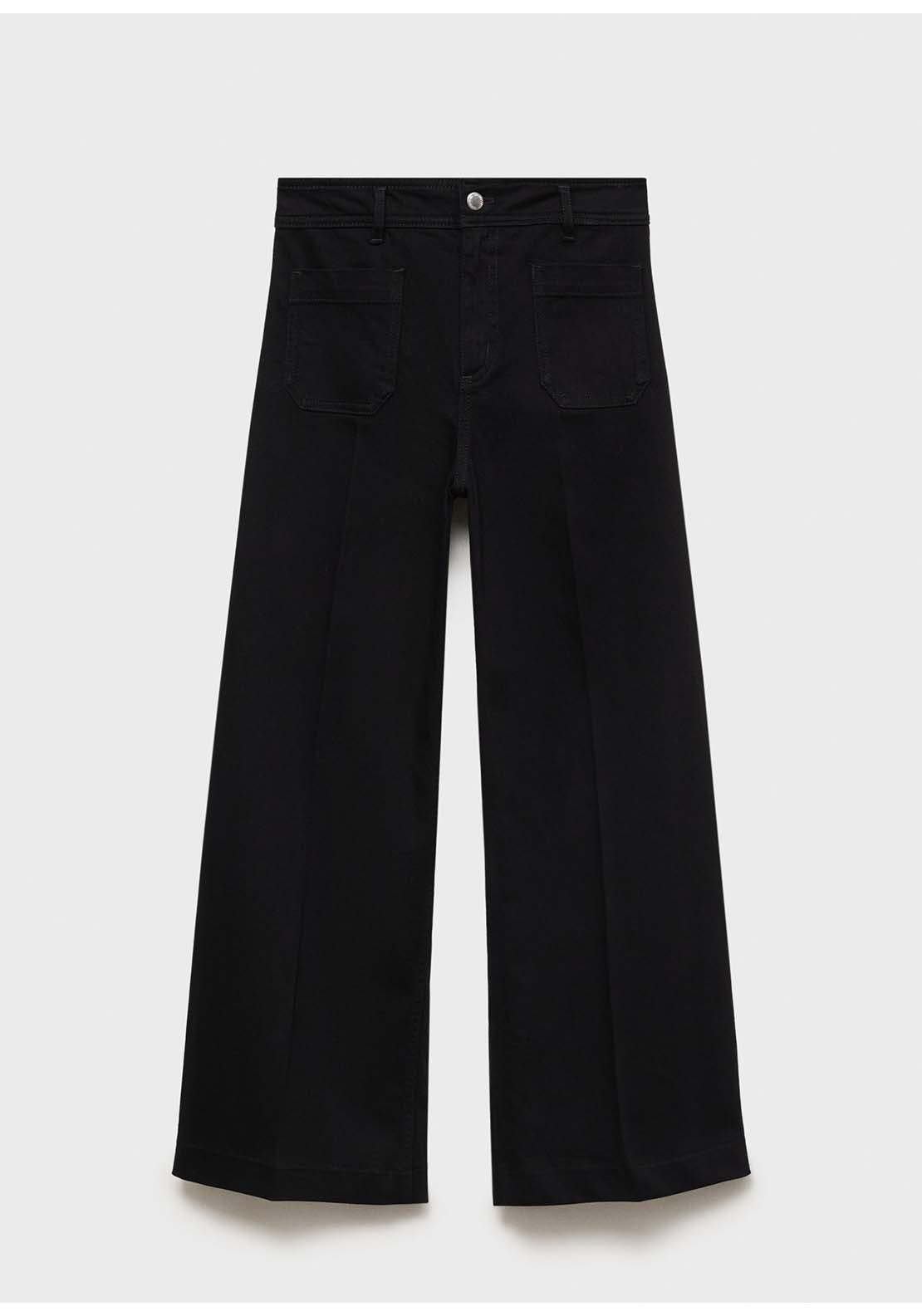 Wide Leg Jeans With Pockets - Grey