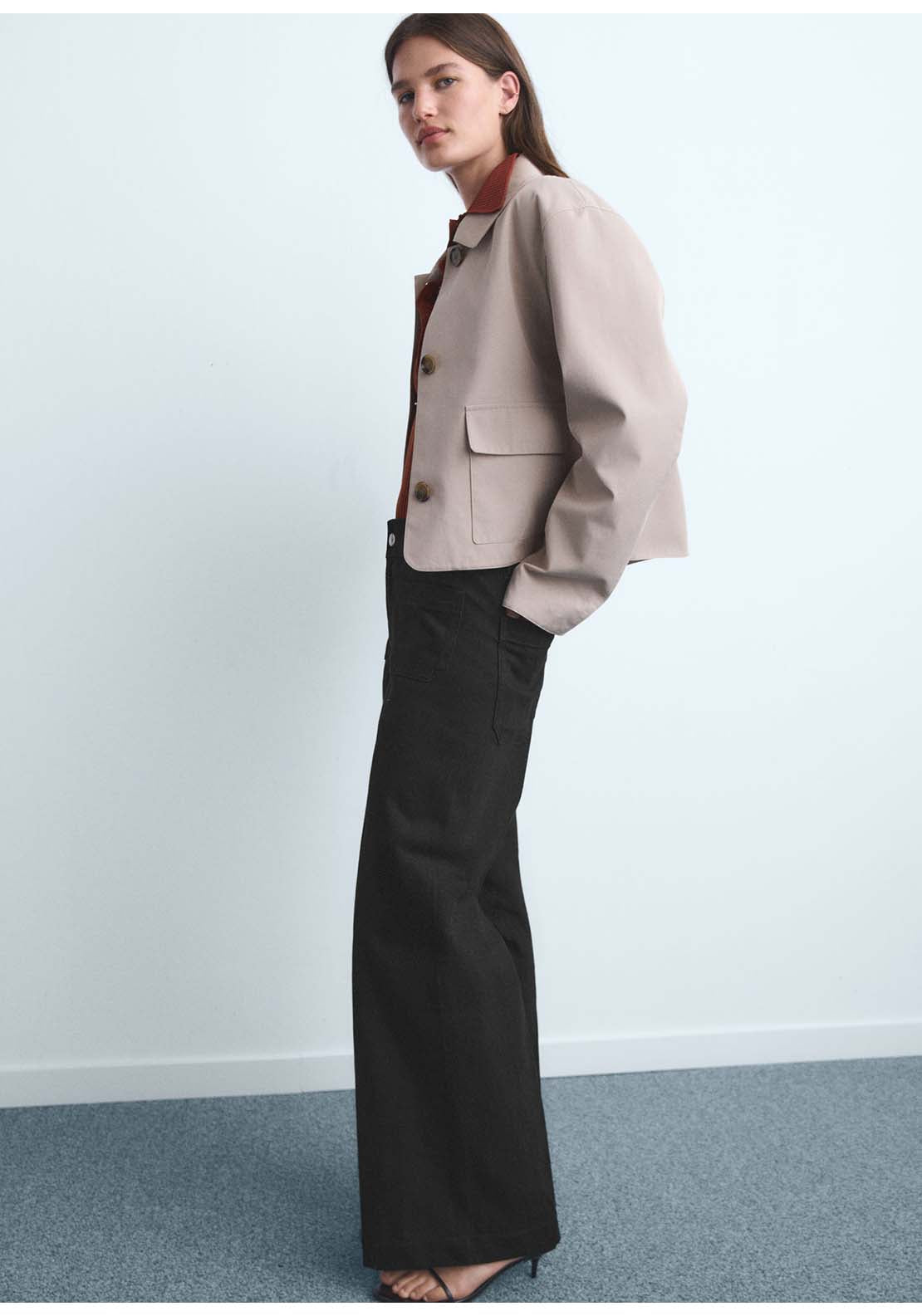 Wide Leg Jeans With Pockets - Grey