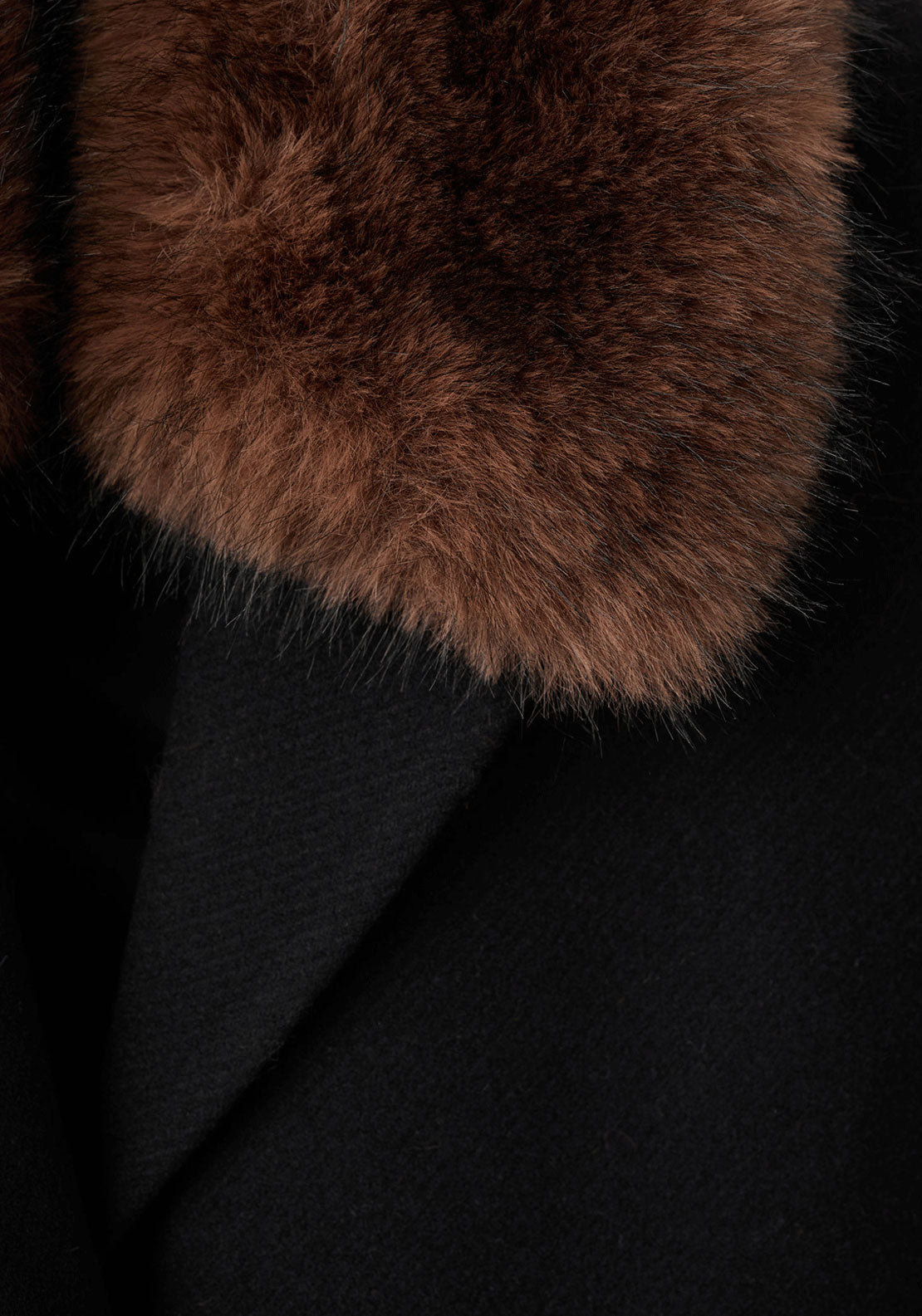 Wool Coat With Fur Collar - Black