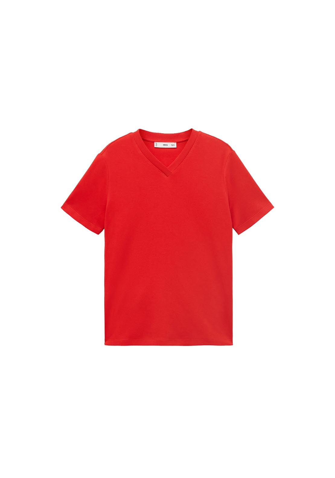 Mango Short Sleeve V Neck T-Shirt - Red 5 Shaws Department Stores