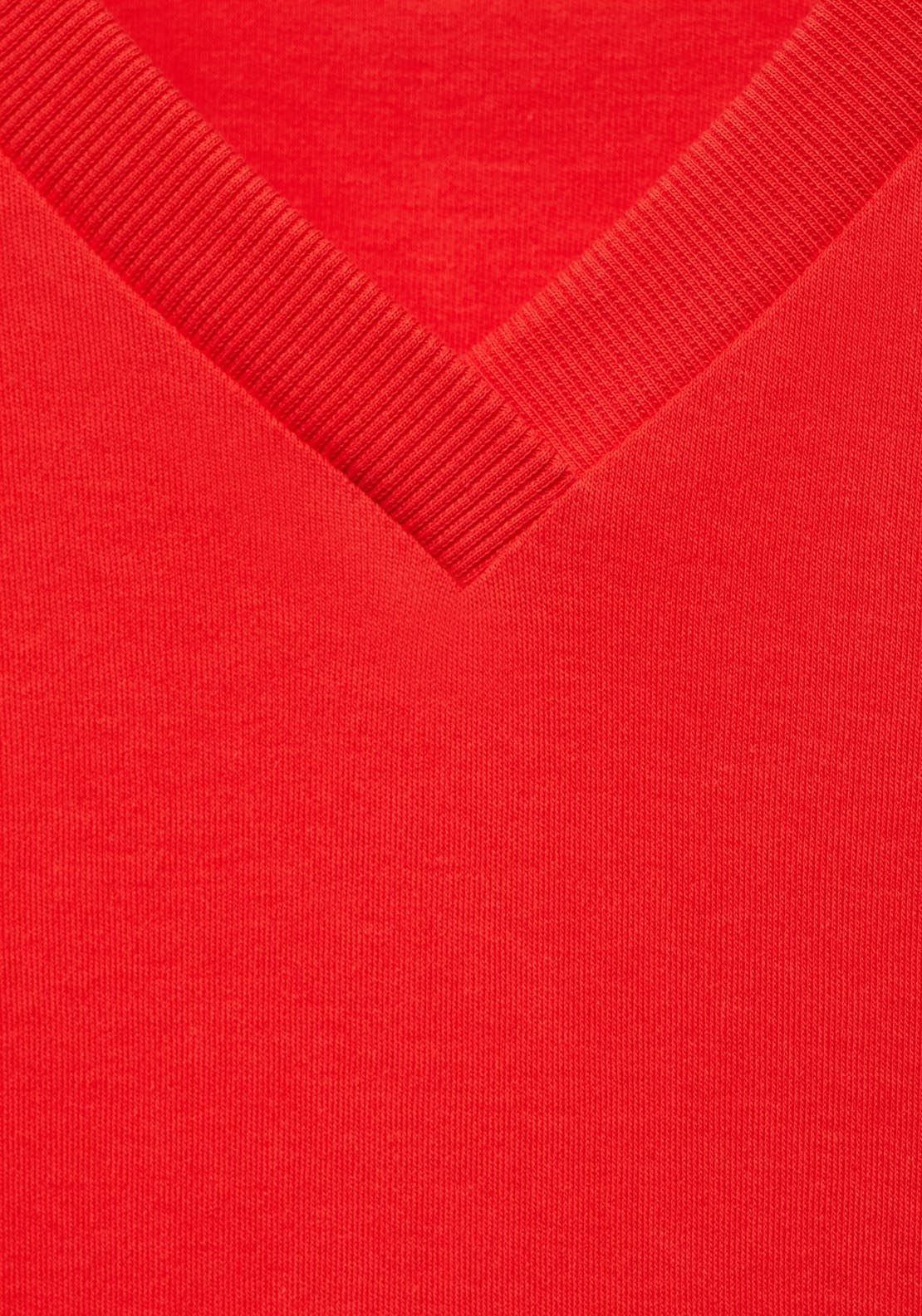 Mango Short Sleeve V Neck T-Shirt - Red 4 Shaws Department Stores