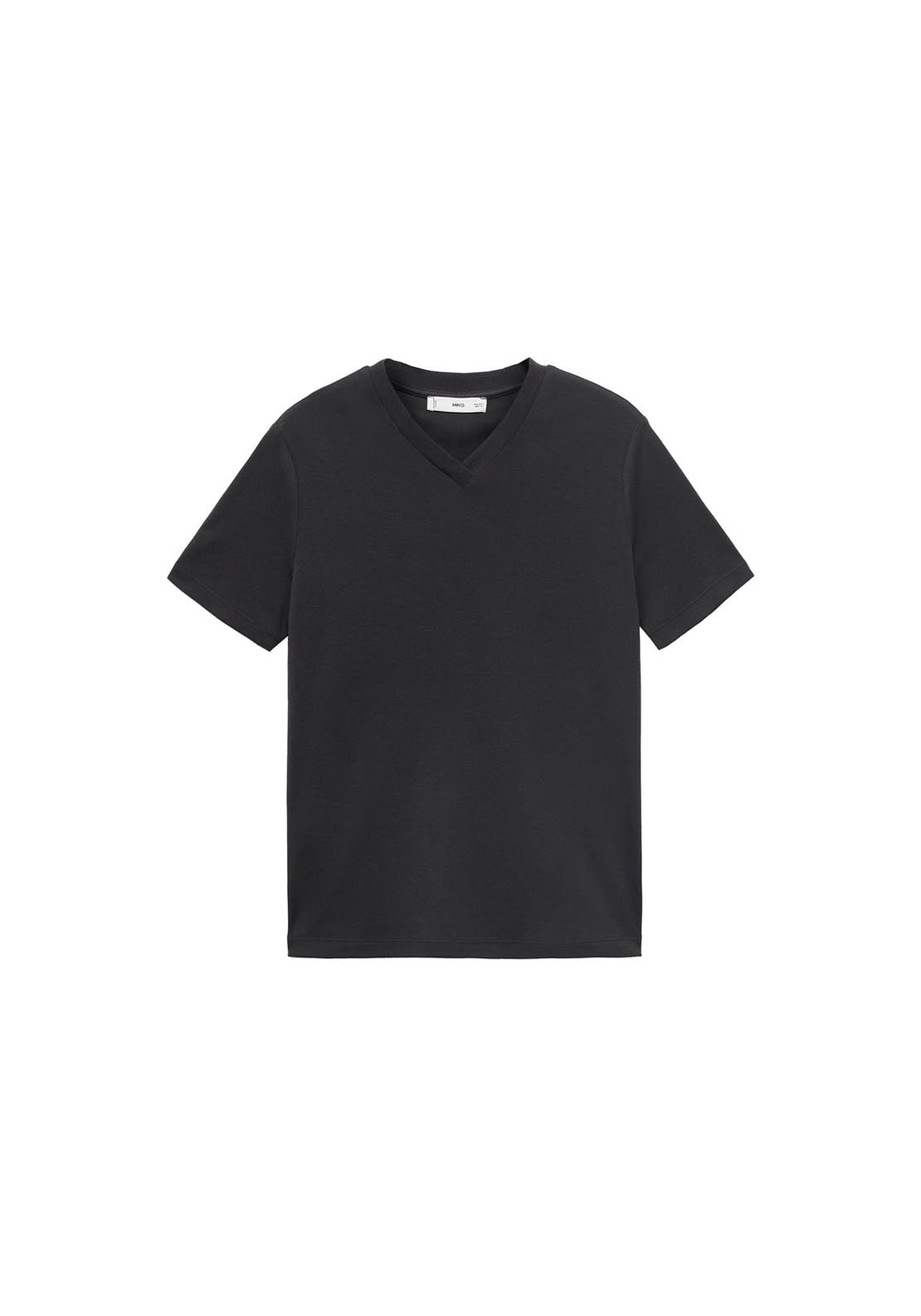 Mango V Neck Cotton T-Shirt - Black 5 Shaws Department Stores