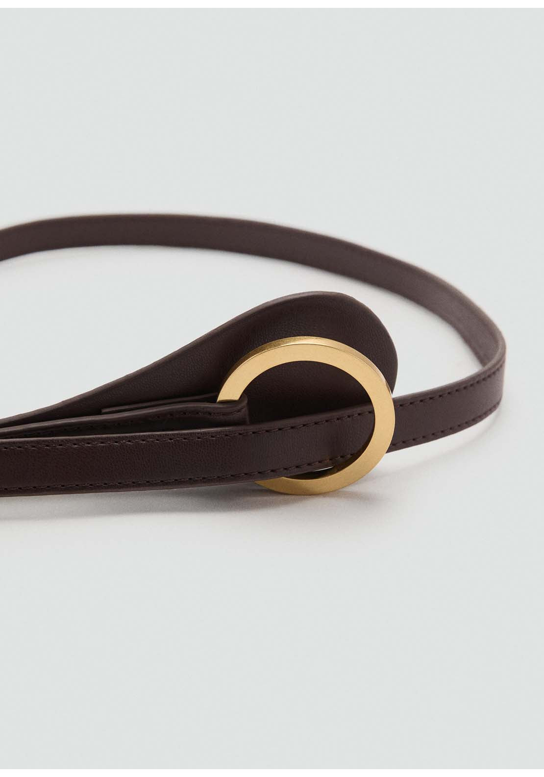 Thin Belt With Maxi Buckle - Brown