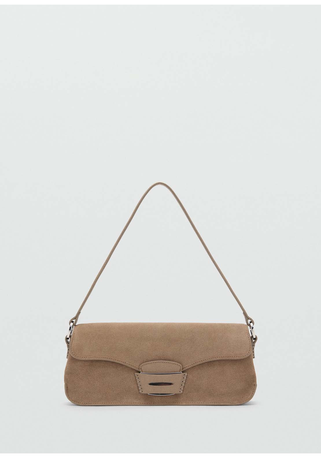 Brown Suede & Shearling Shoulder Bag main image 1