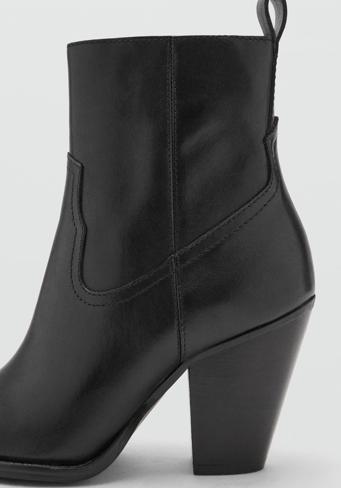 Mango Leather Ankle Boots With Block Heel - Black 3 Shaws Department Stores