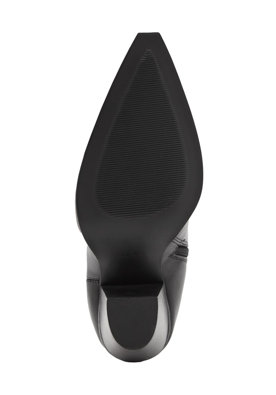 Mango Leather Ankle Boots With Block Heel - Black 5 Shaws Department Stores