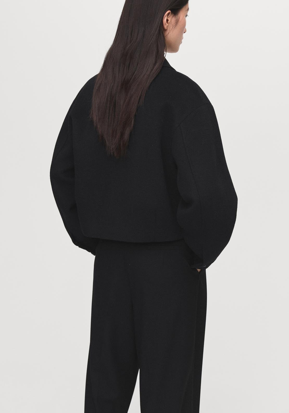 Mango Wool Bomber Jacket - Black 2 Shaws Department Stores