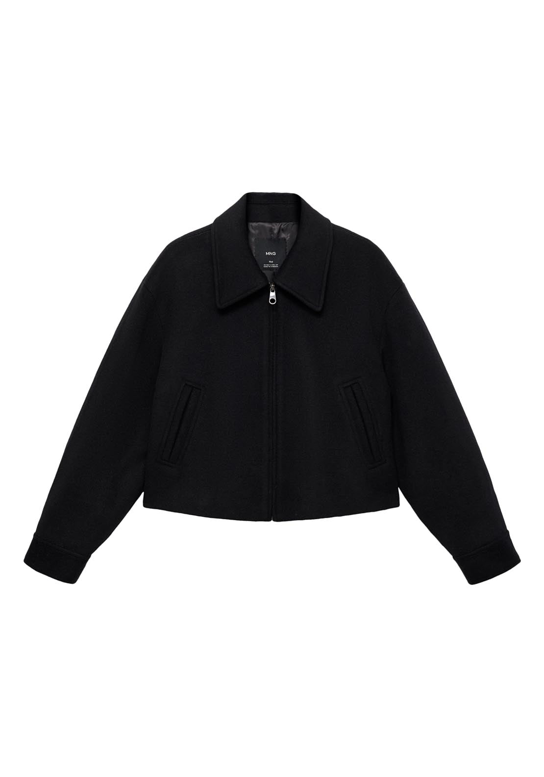 Mango Wool Bomber Jacket - Black 7 Shaws Department Stores