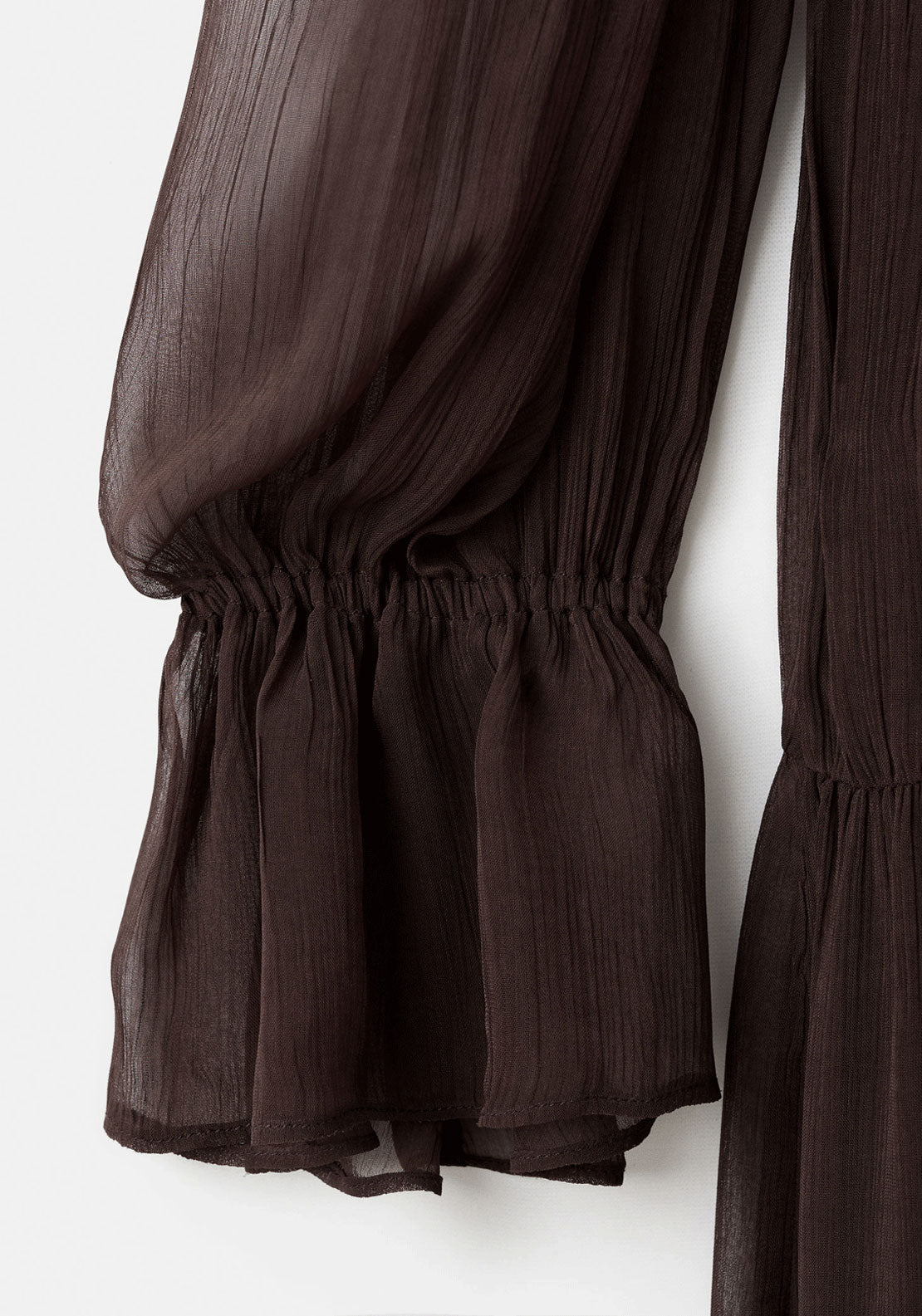 Ruched Chiffon Dress - Brown