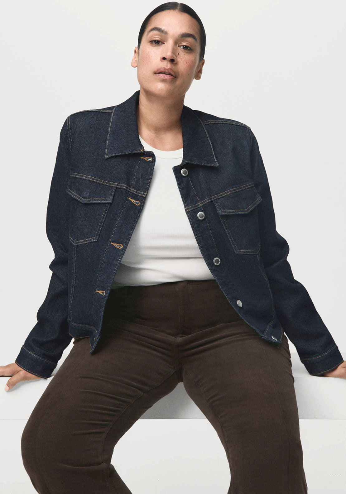 Corduroy Flared Jeans - Brown