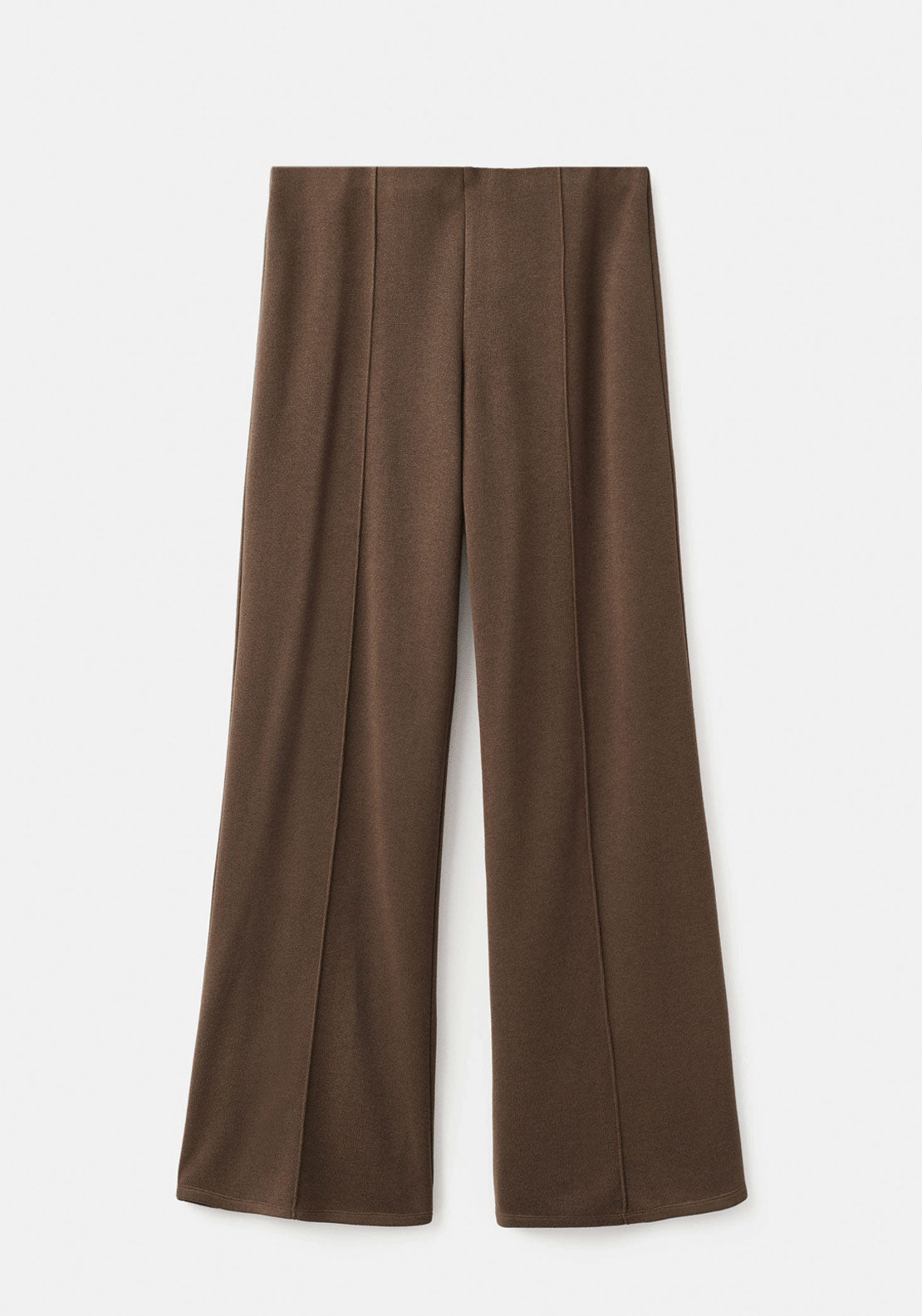Seam Detail Straight Fit Trousers - Brown