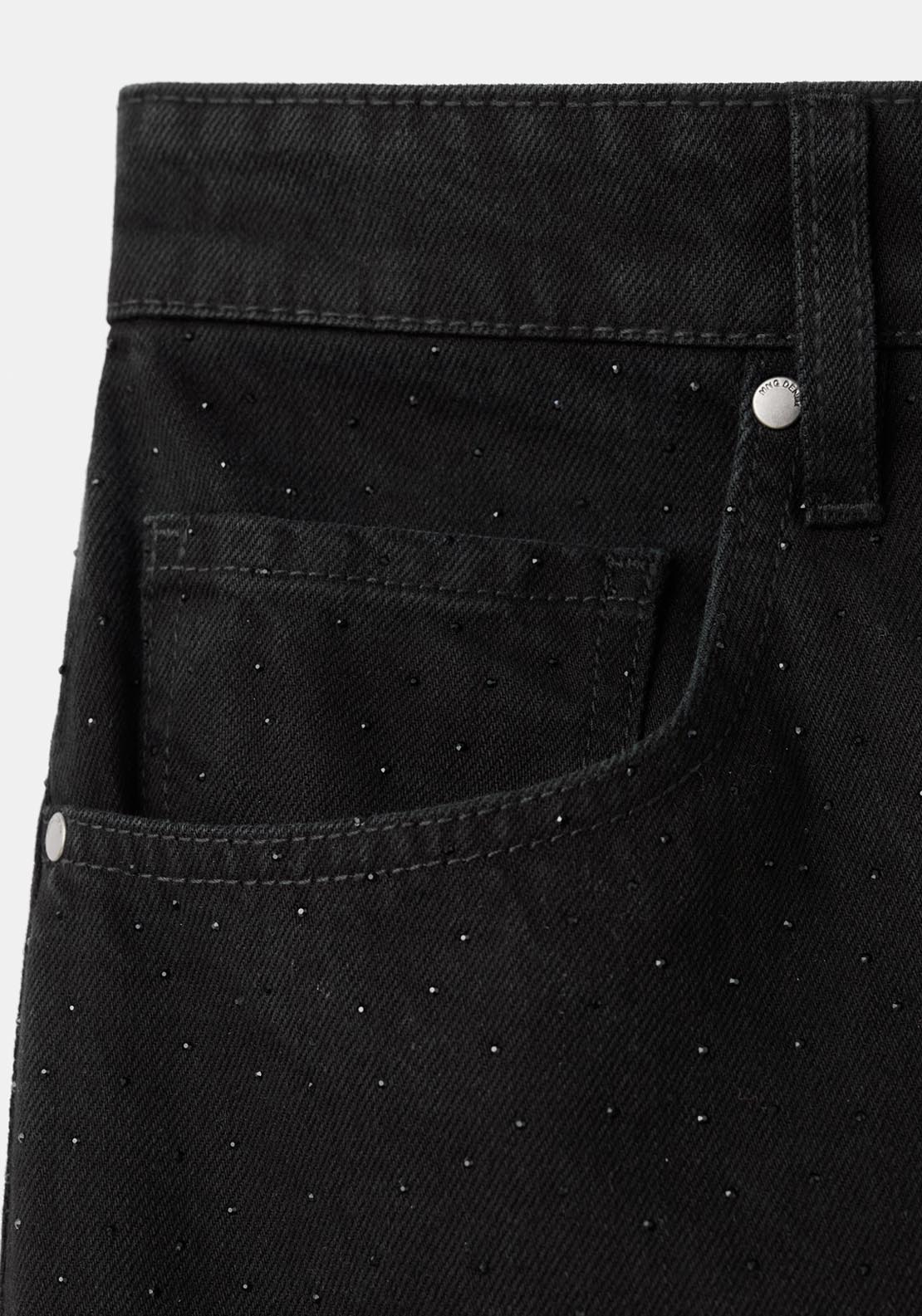 Mango Wide Leg Jeans With Rhinestones - Grey 7 Shaws Department Stores