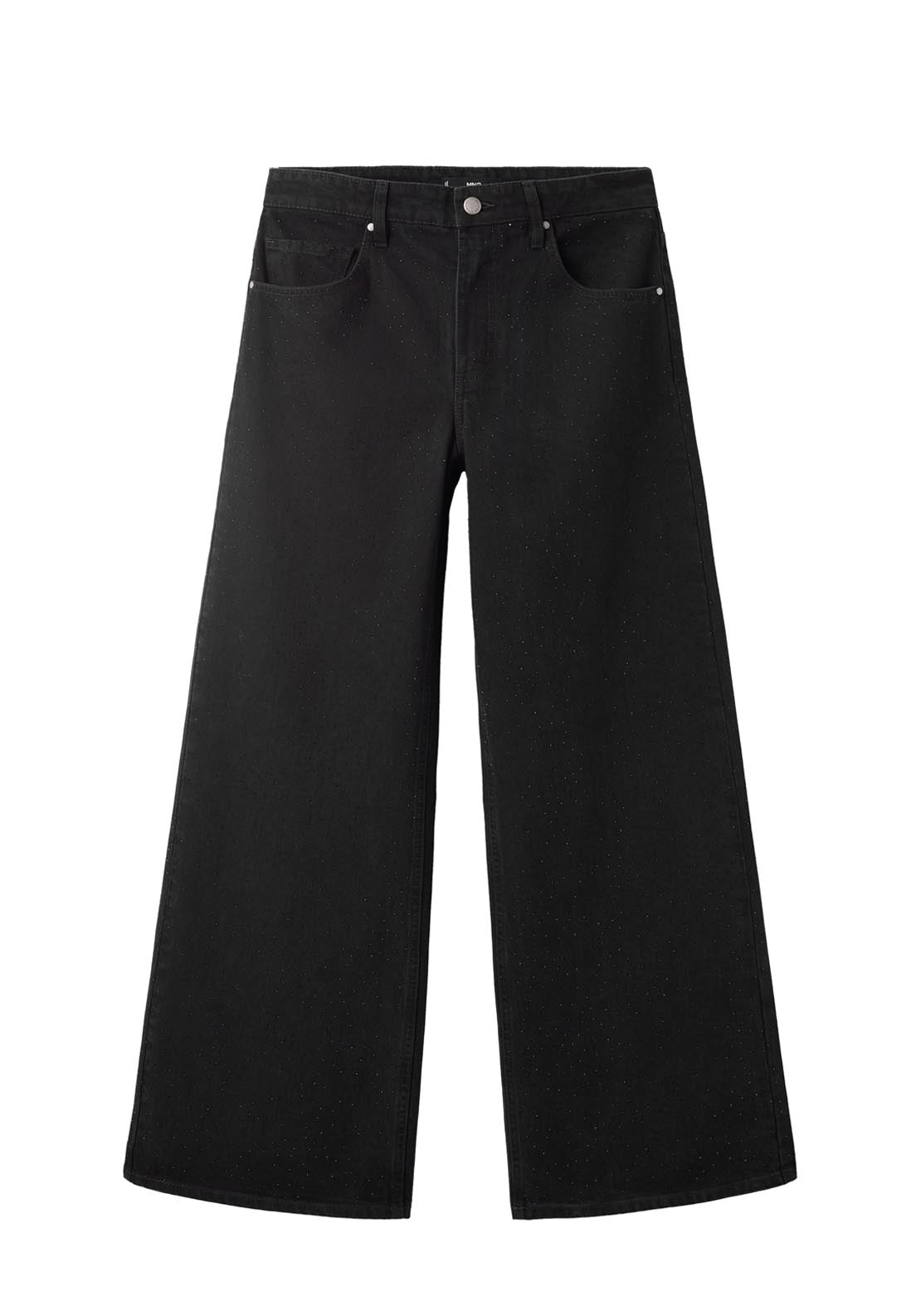 Mango Wide Leg Jeans With Rhinestones - Grey 9 Shaws Department Stores