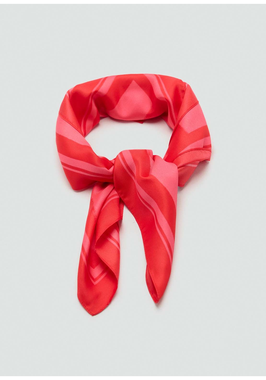 Striped Printed Scarf - Red