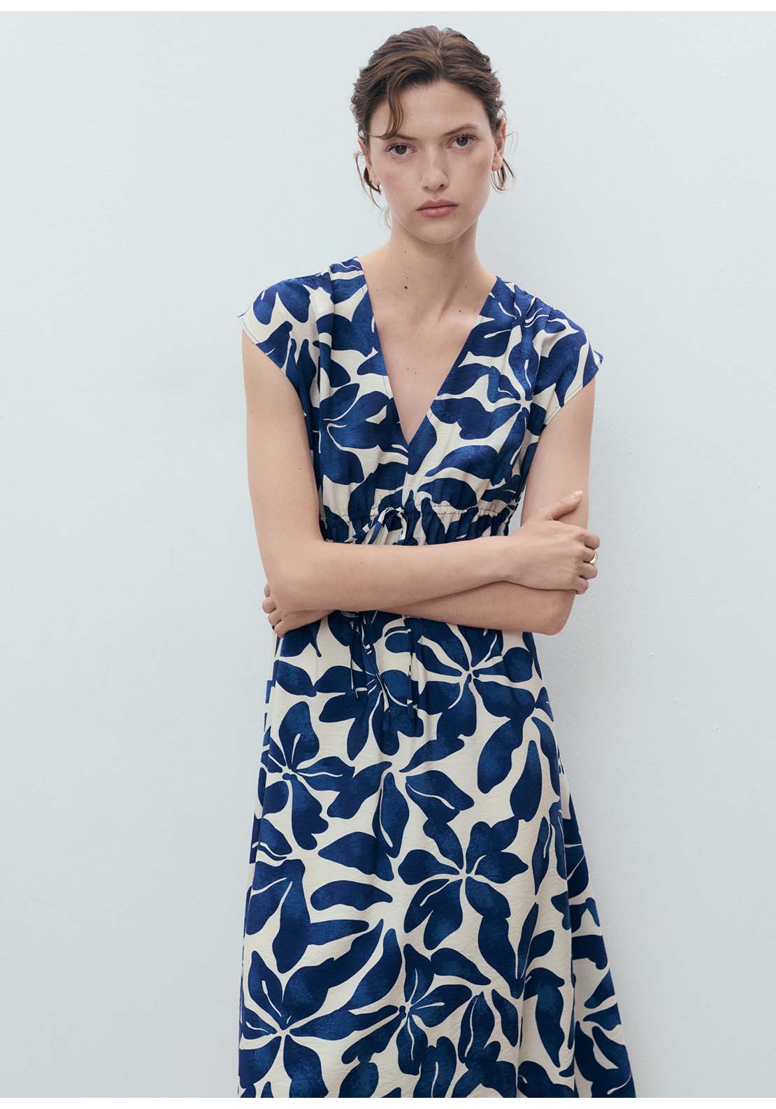 Long Printed Dress - Blue