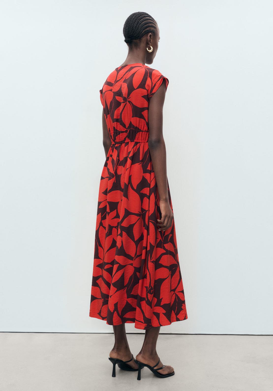 Mango Long Printed Dress - Red 2 Shaws Department Stores