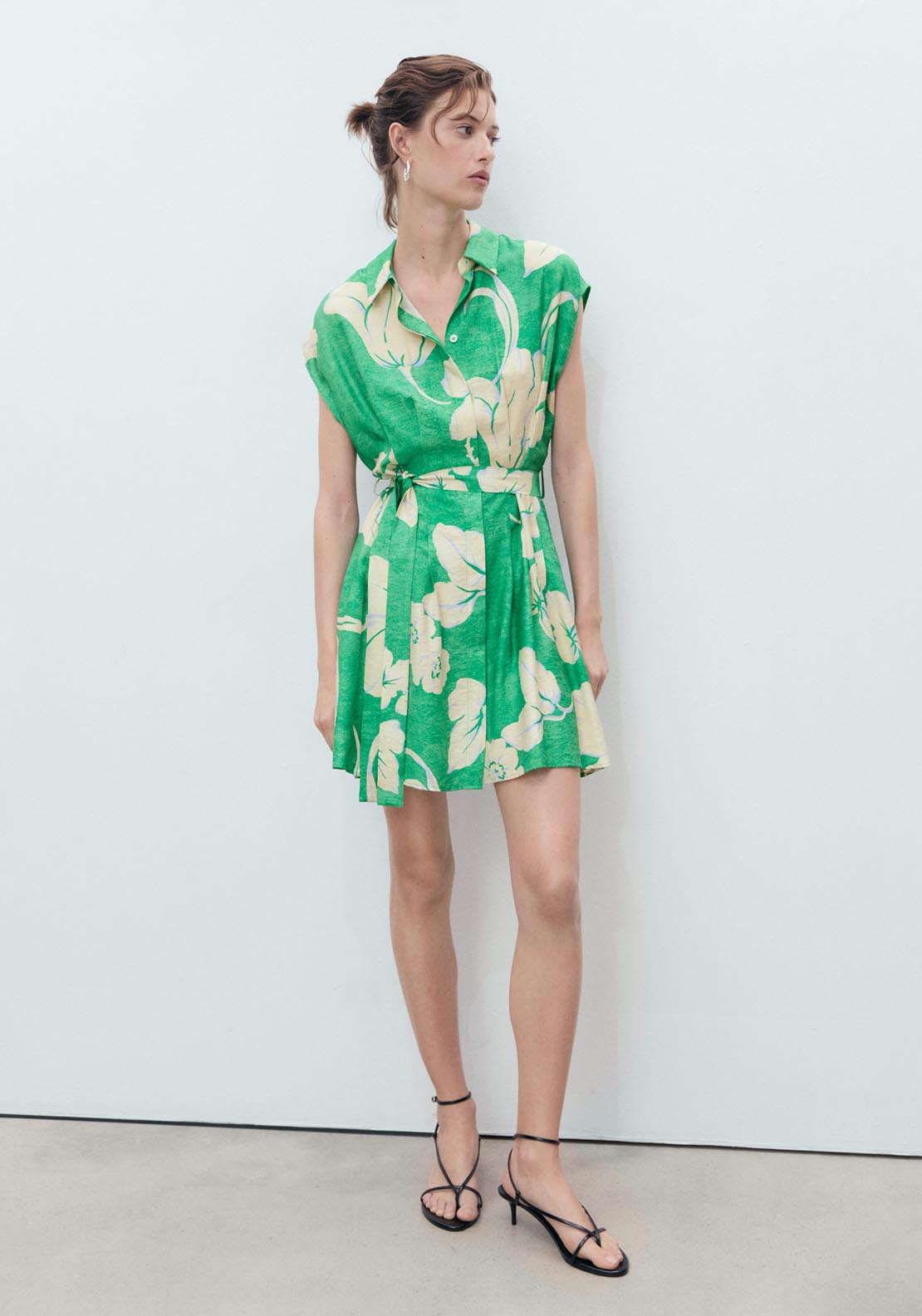 Mango Belt Printed Dress - Green 3 Shaws Department Stores