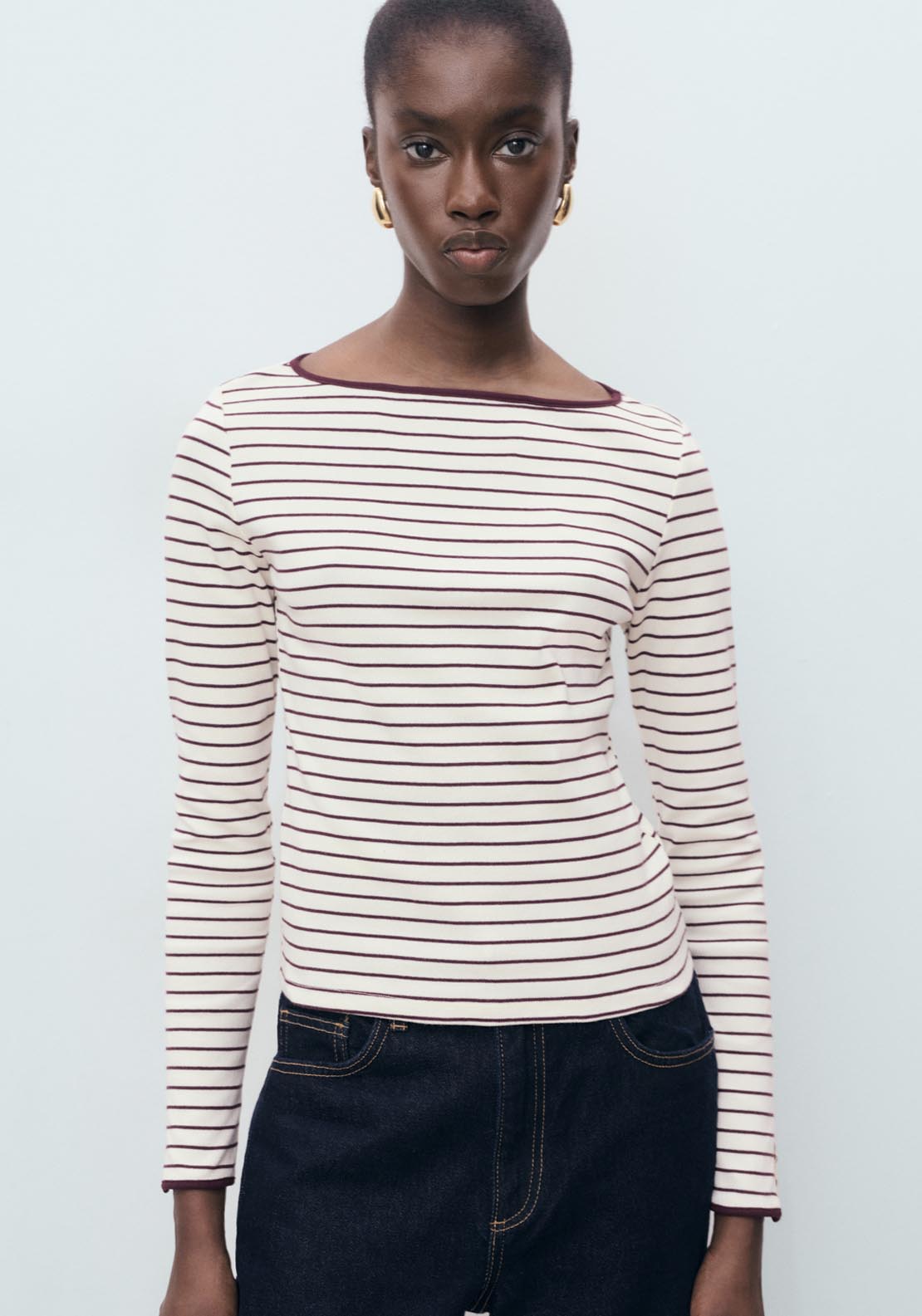 Mango Cotton T-Shirt With Buttoned Cuffs - Red 1 Shaws Department Stores