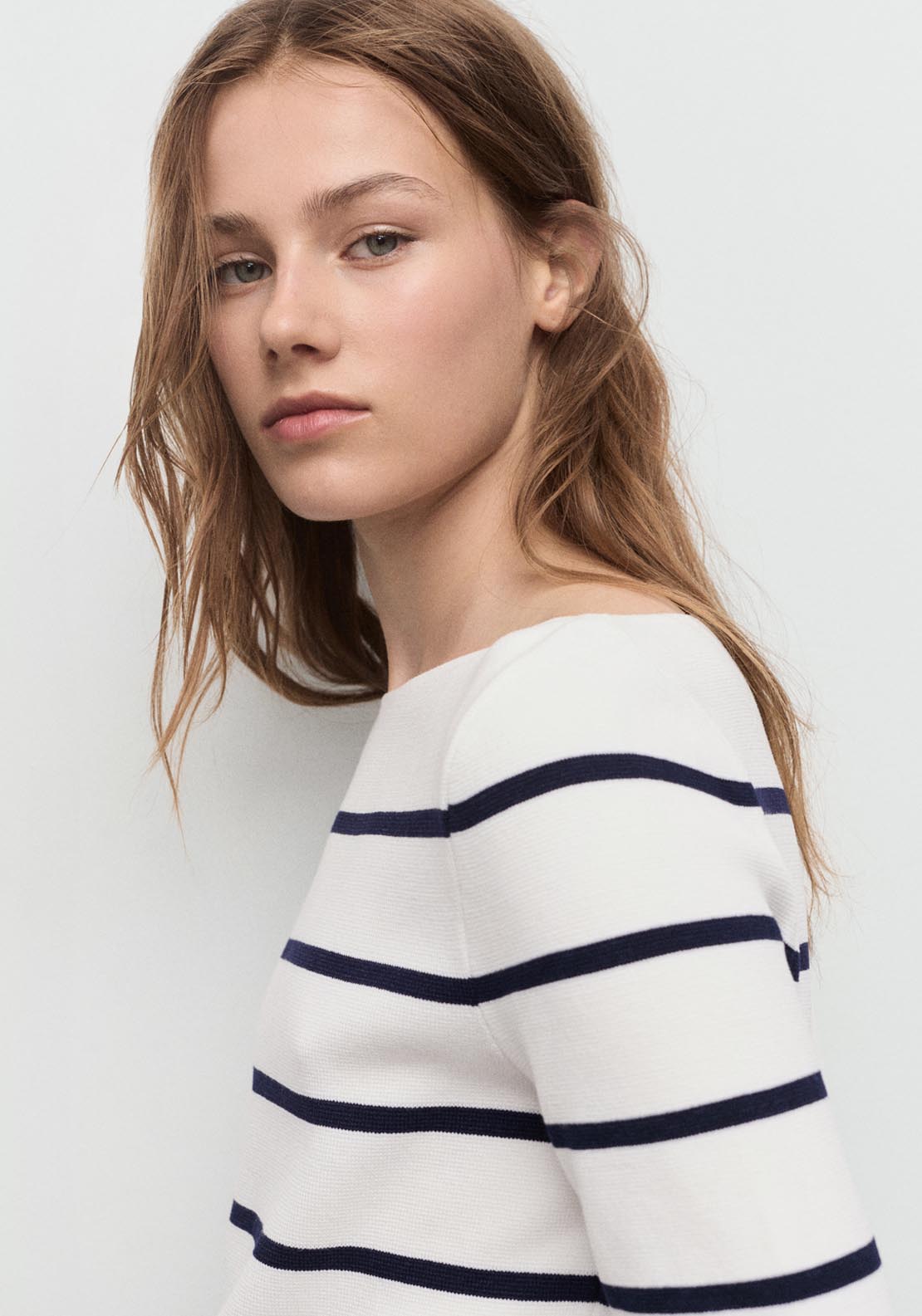 Mango Fine Knit Boat Neck Sweater - Beige 3 Shaws Department Stores