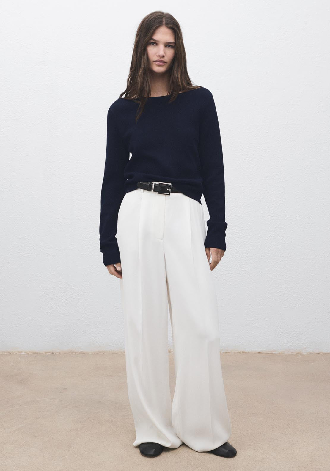 Mango Fine Knit Boat Neck Sweater - Blue 4 Shaws Department Stores