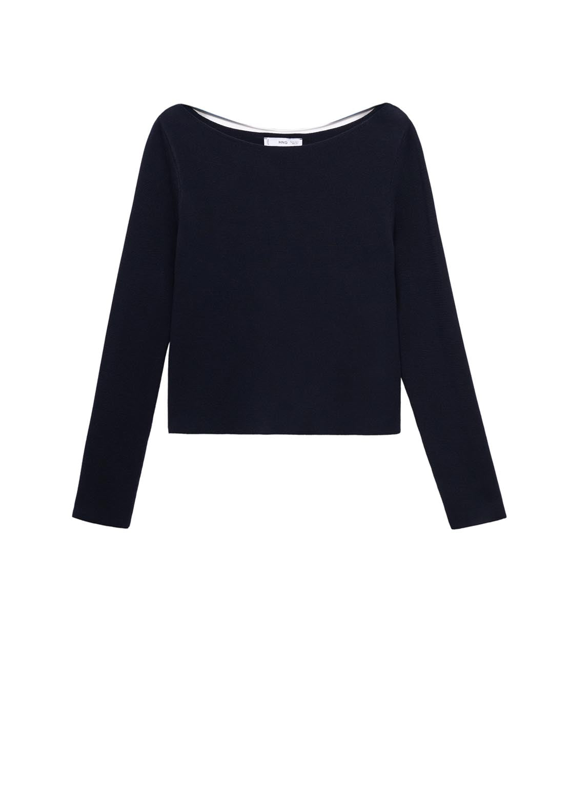 Mango Fine Knit Boat Neck Sweater - Blue 6 Shaws Department Stores