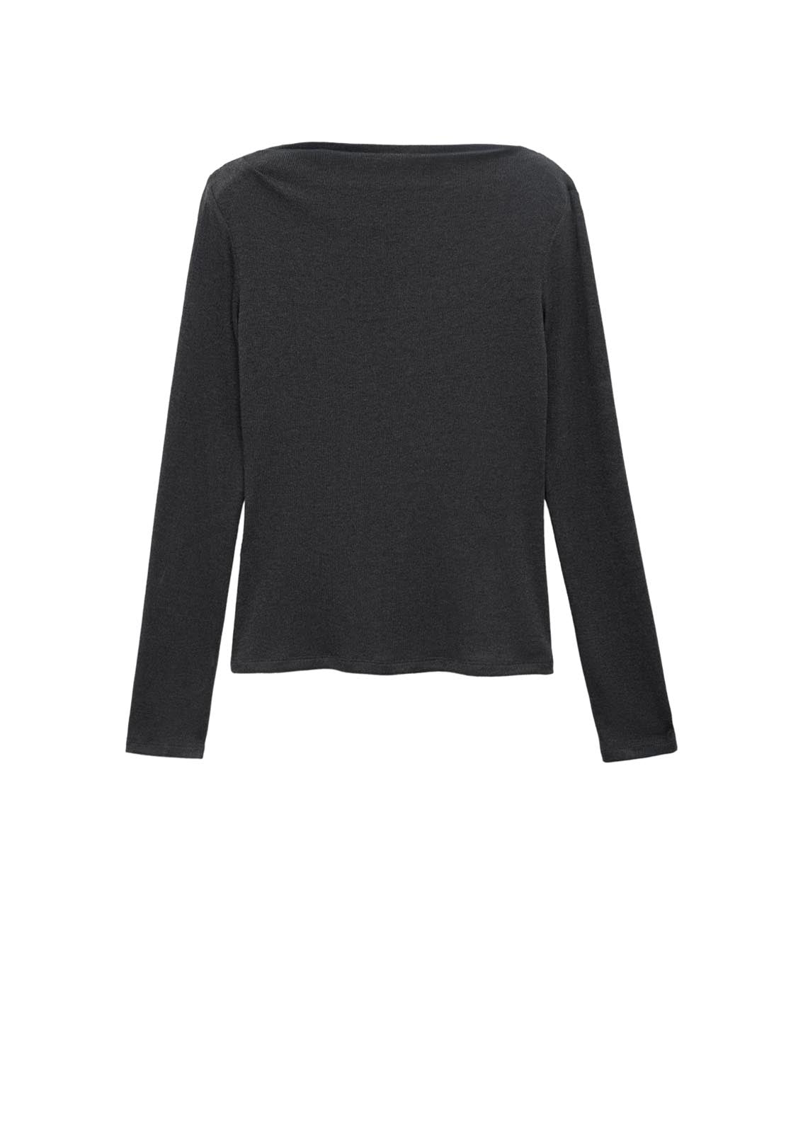 Mango Long Sleeved Boat Neck T-Shirt - Grey 5 Shaws Department Stores