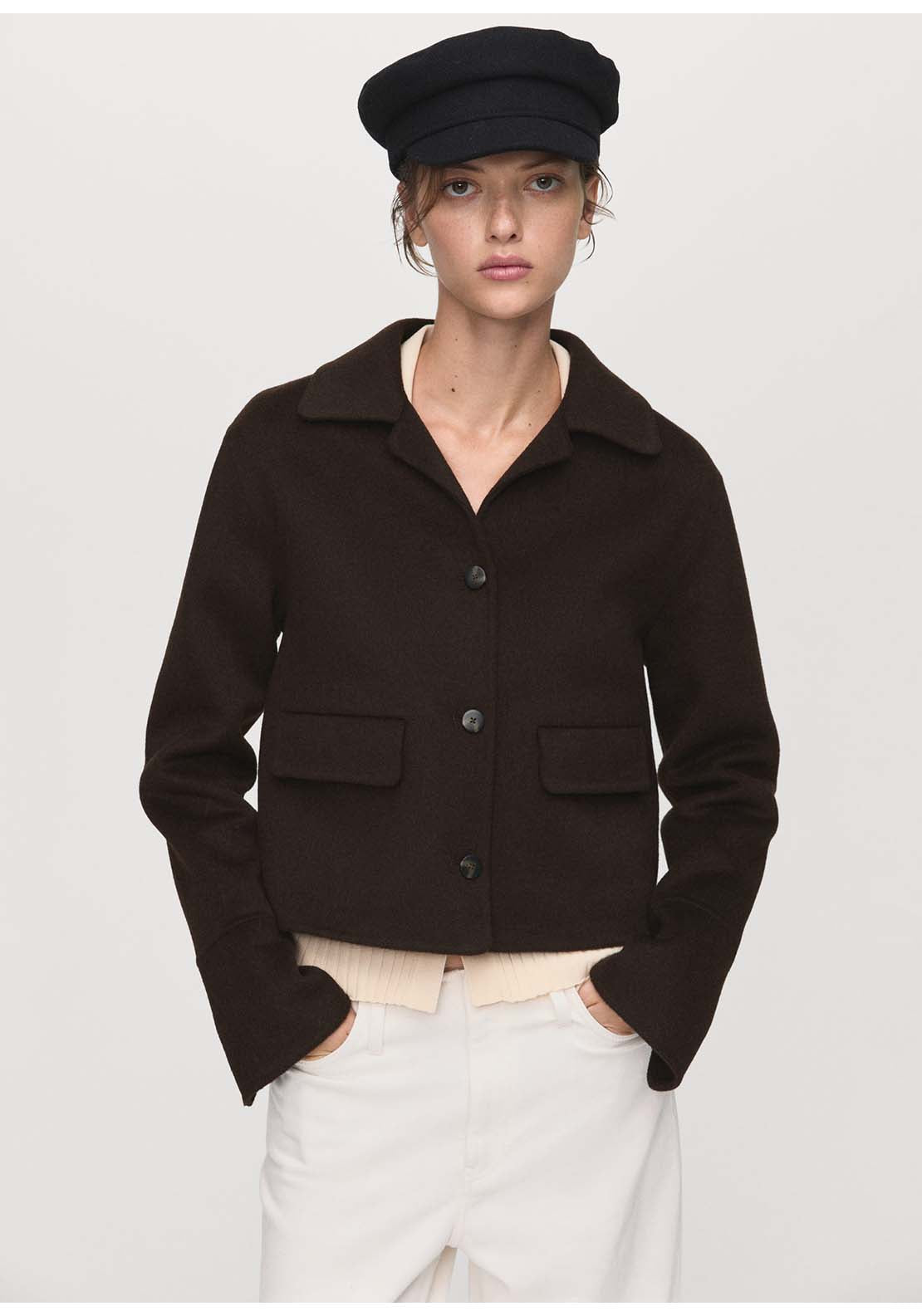 Wool Jacket With Buttons - Brown
