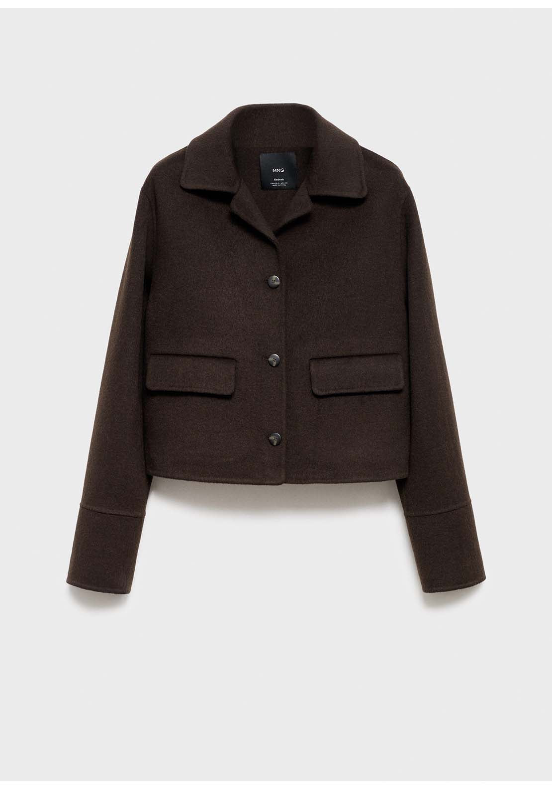 Wool Jacket With Buttons - Brown
