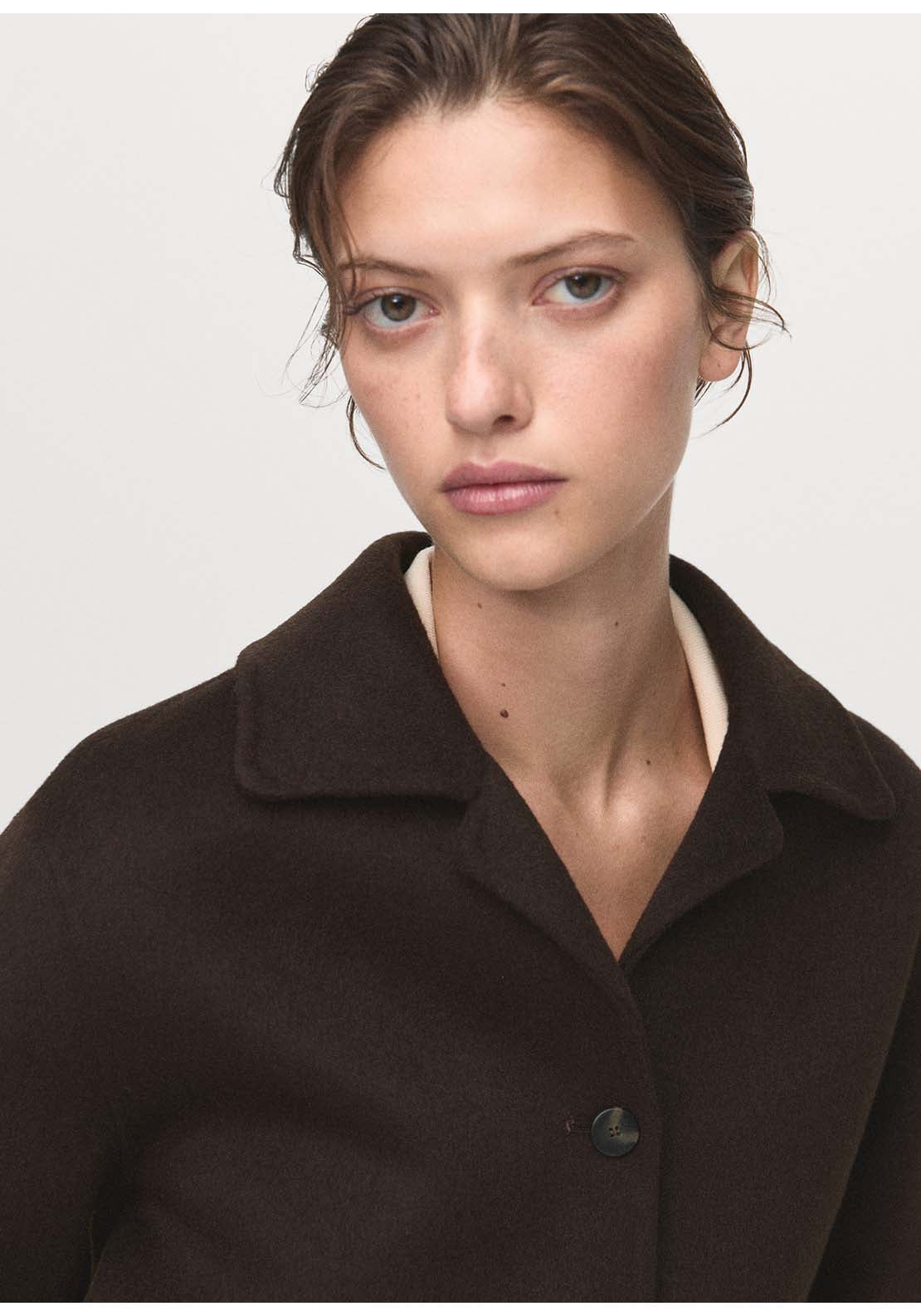 Wool Jacket With Buttons - Brown