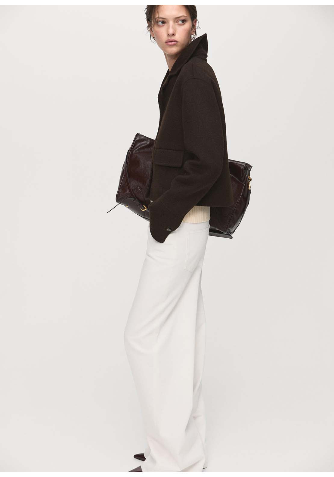 Wool Jacket With Buttons - Brown