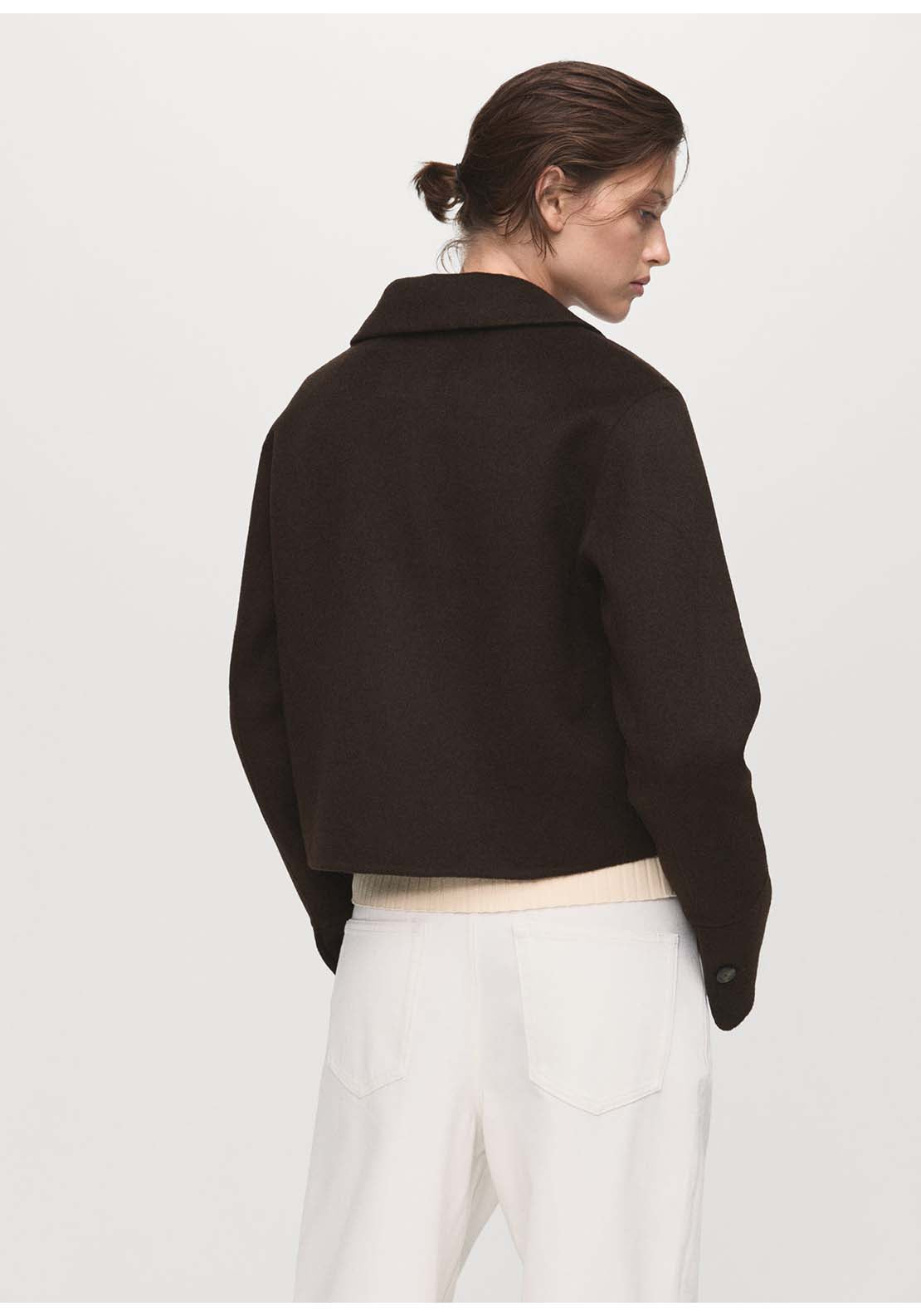 Wool Jacket With Buttons - Brown