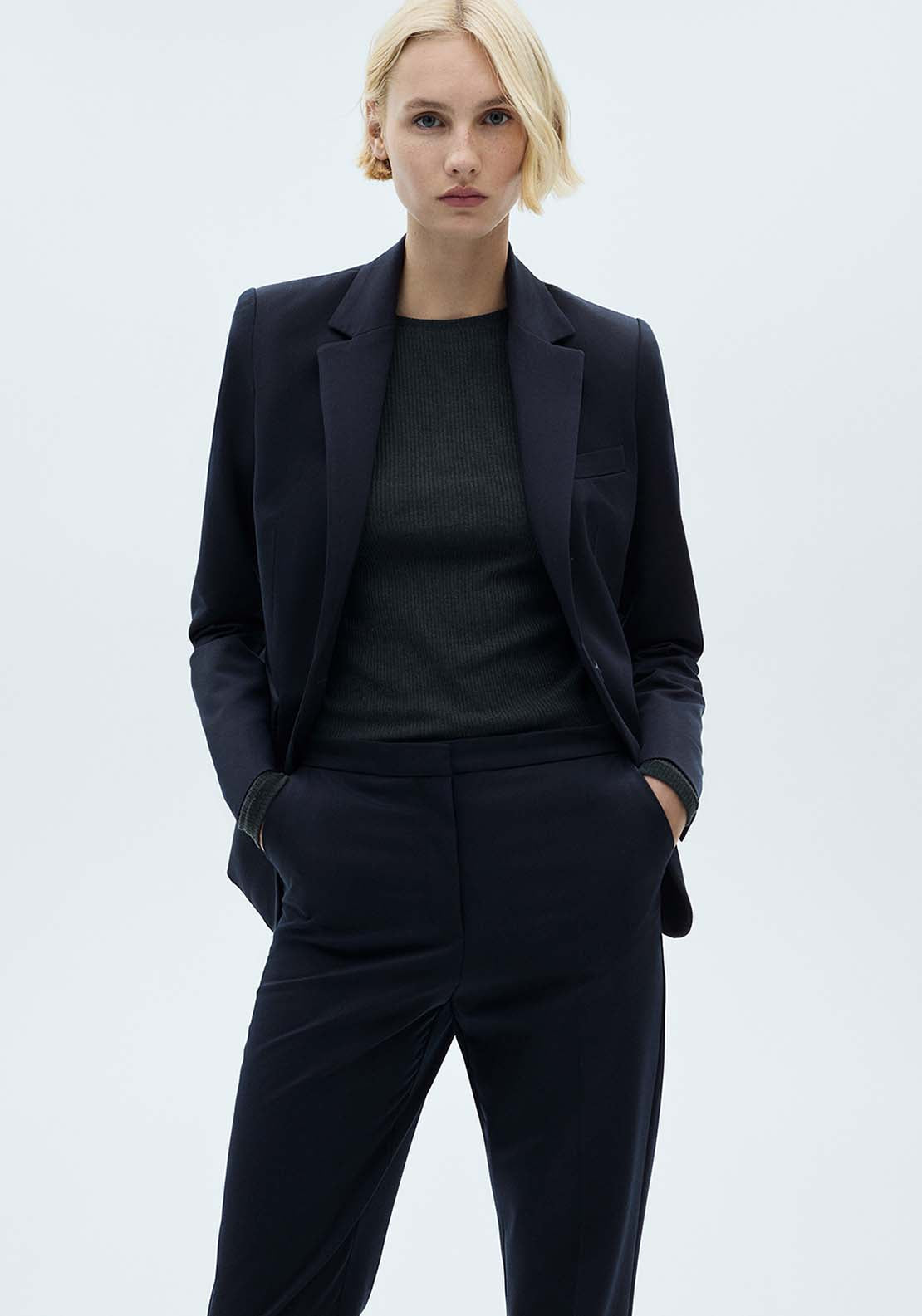 Straight Suit Trousers - Black