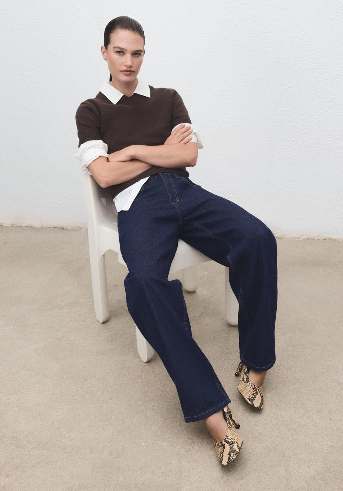 Mango High Waisted Barrel Jeans - Blue 5 Shaws Department Stores