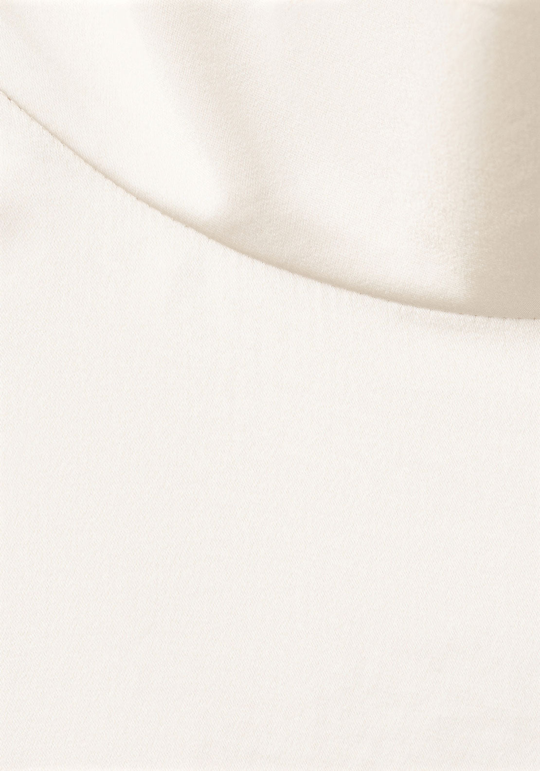 High Collar Satin Blouse - Beige