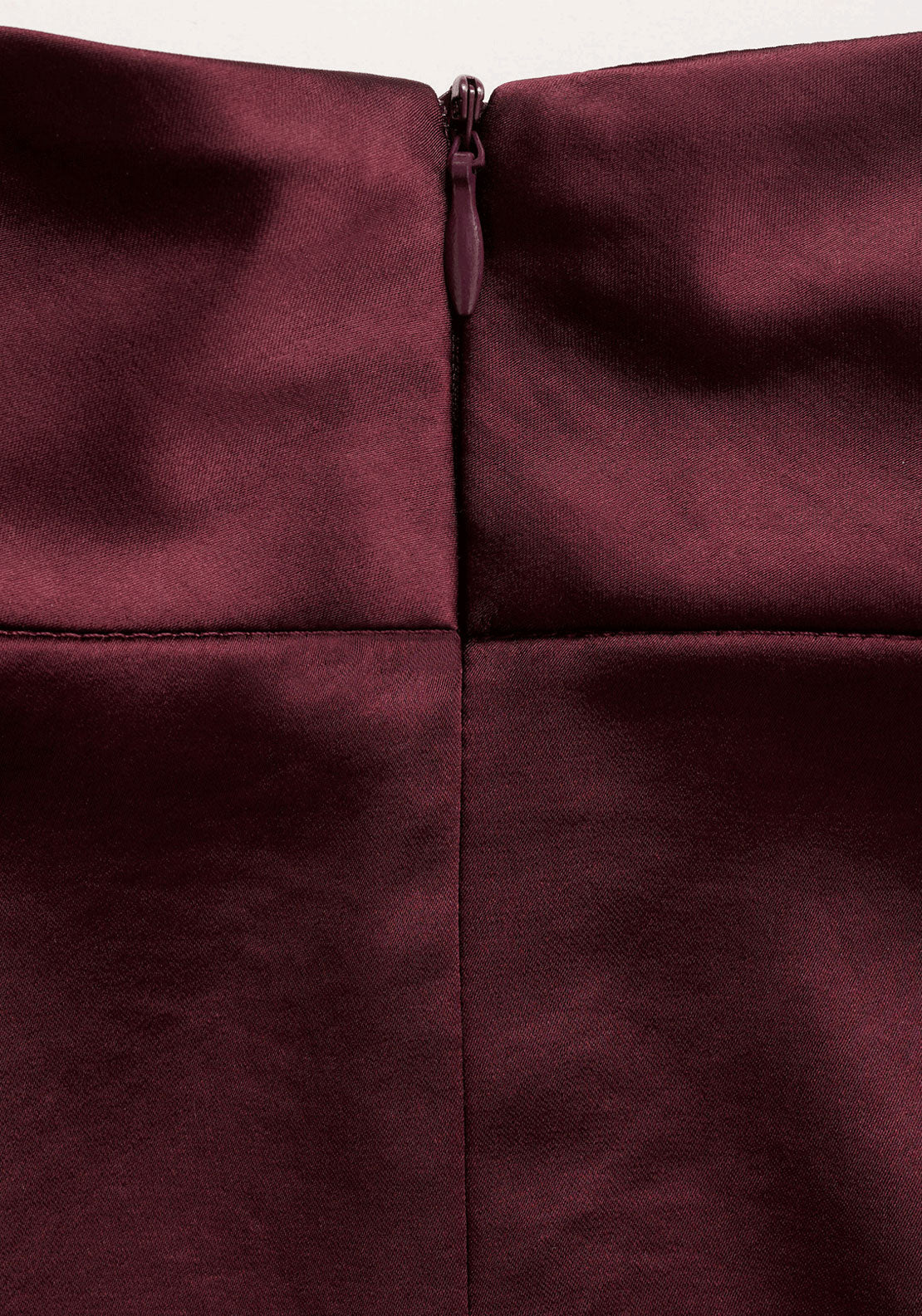 High Collar Satin Blouse - Burgundy