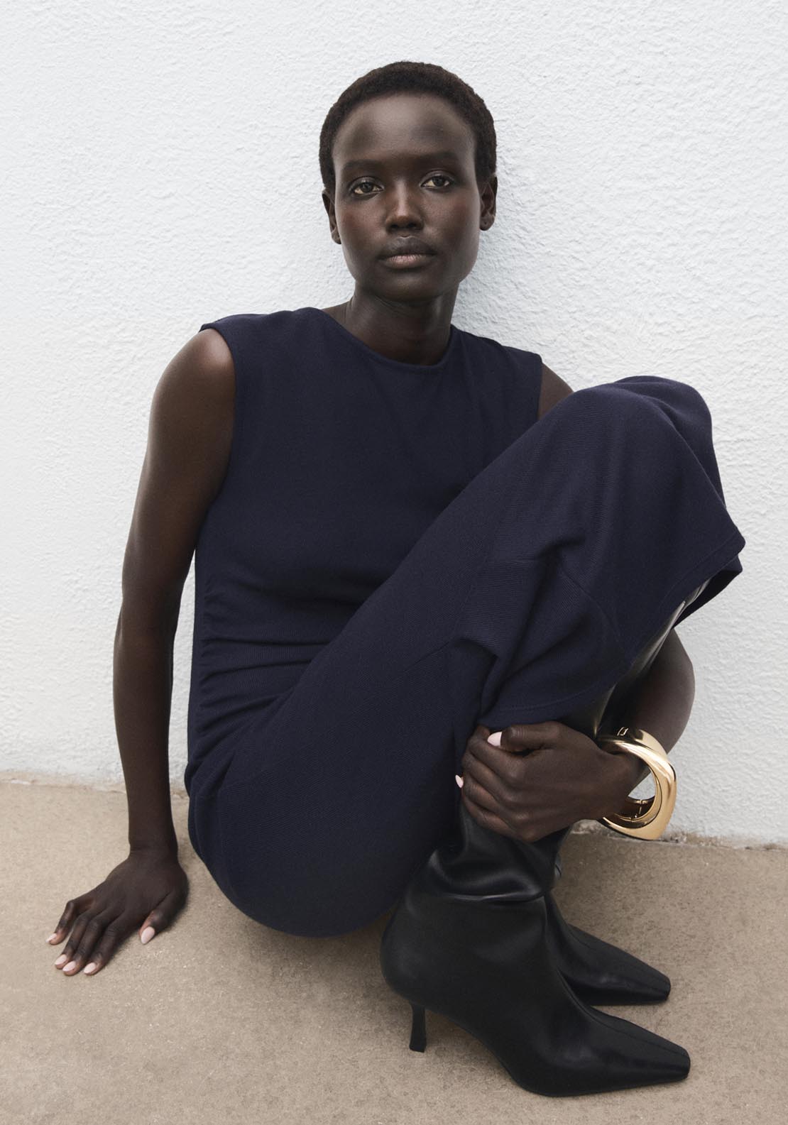 Ruched Fitted Dress - Blue