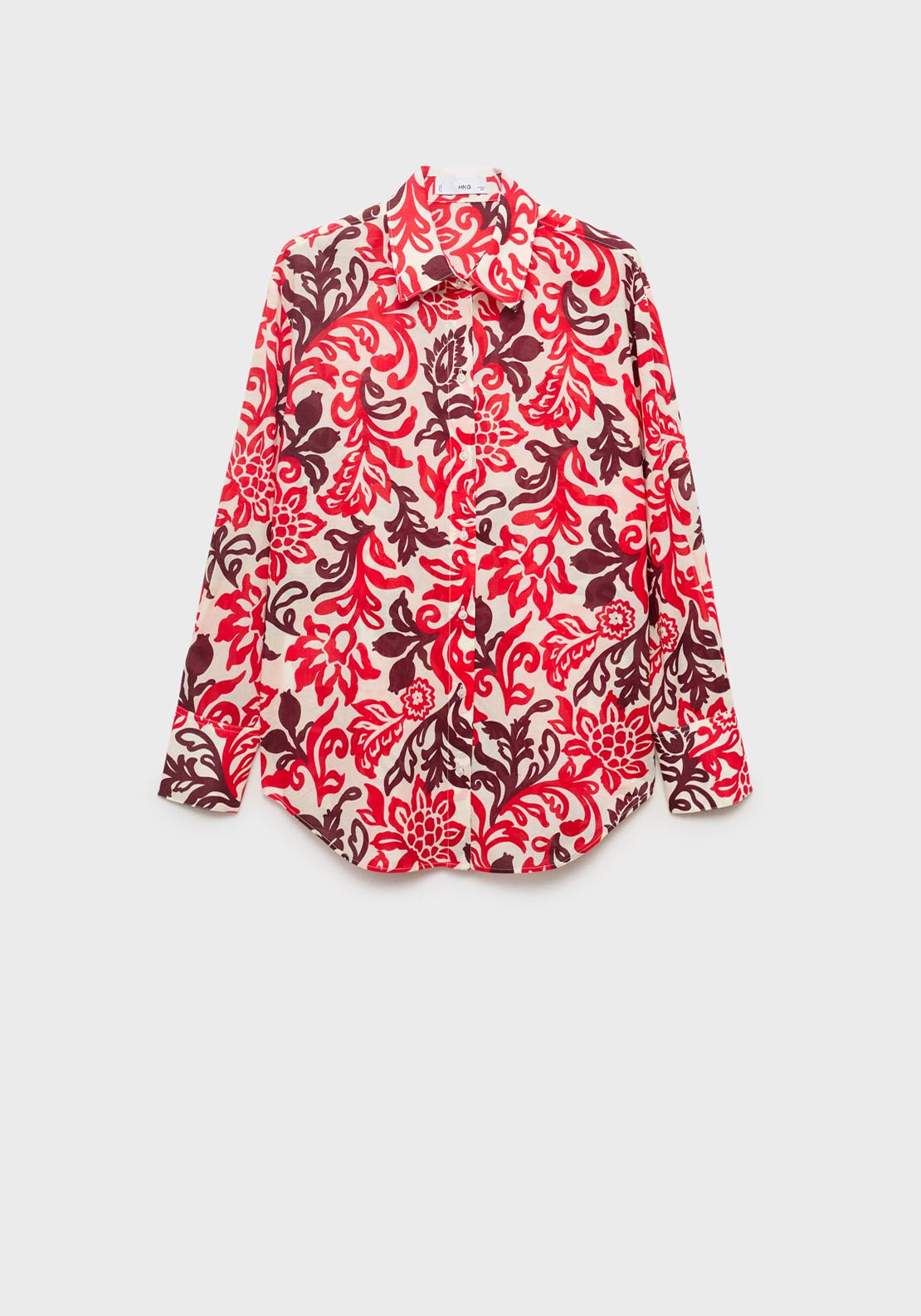 Mango Printed Cotton Shirt - Beige 7 Shaws Department Stores