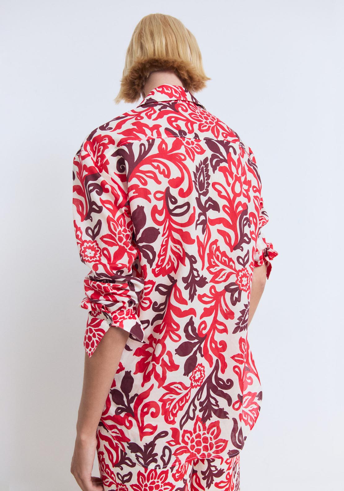 Mango Printed Cotton Shirt - Beige 2 Shaws Department Stores