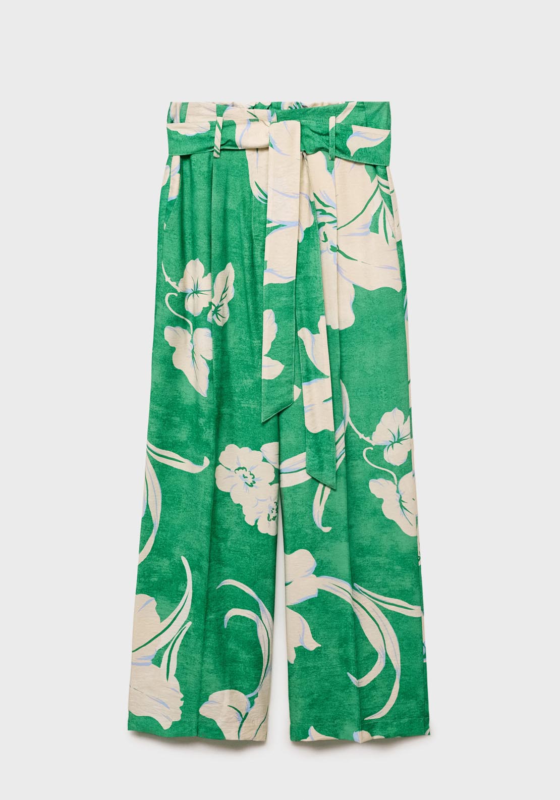 Mango Printed Trousers With Belt - Green 6 Shaws Department Stores