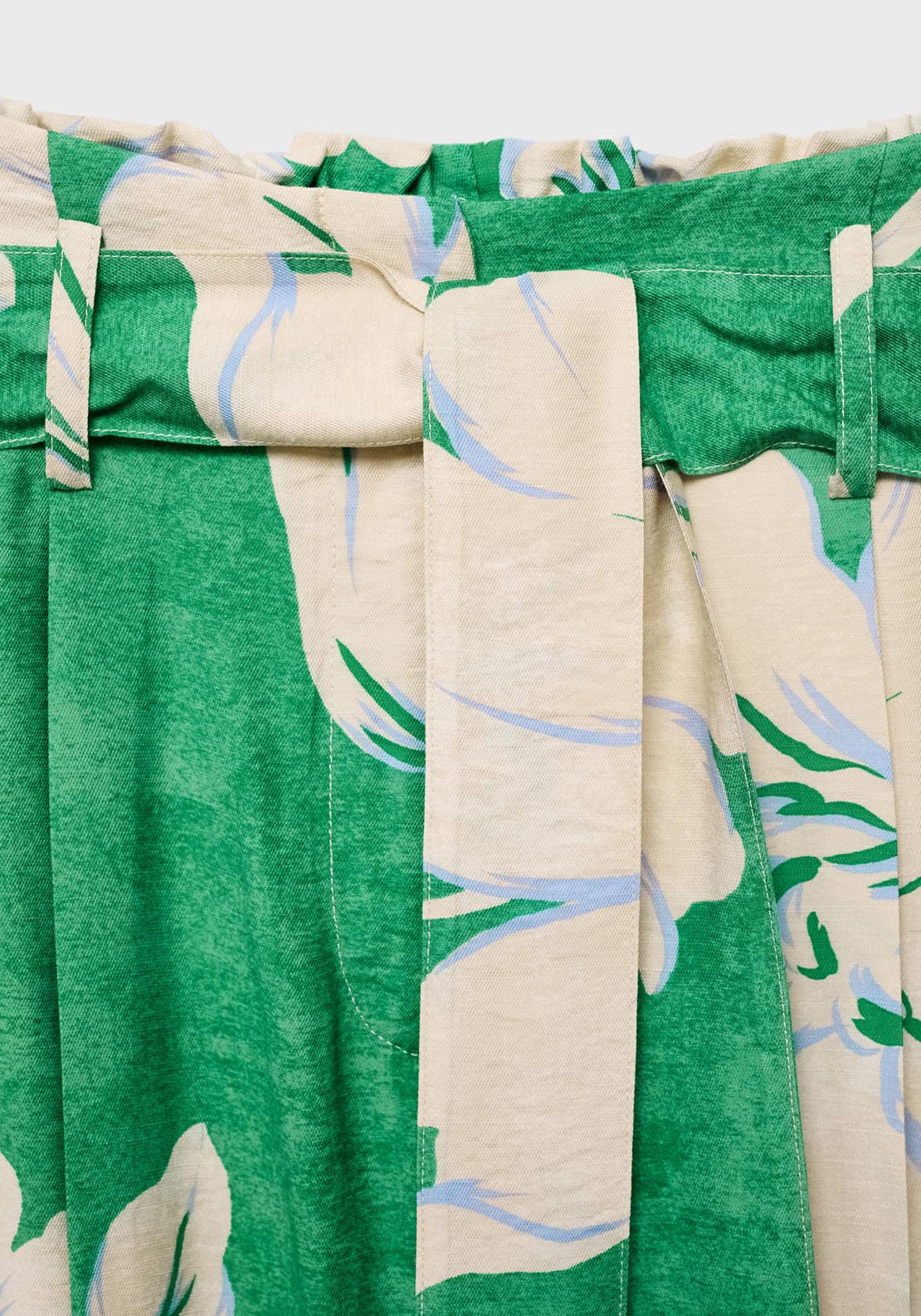 Mango Printed Trousers With Belt - Green 7 Shaws Department Stores