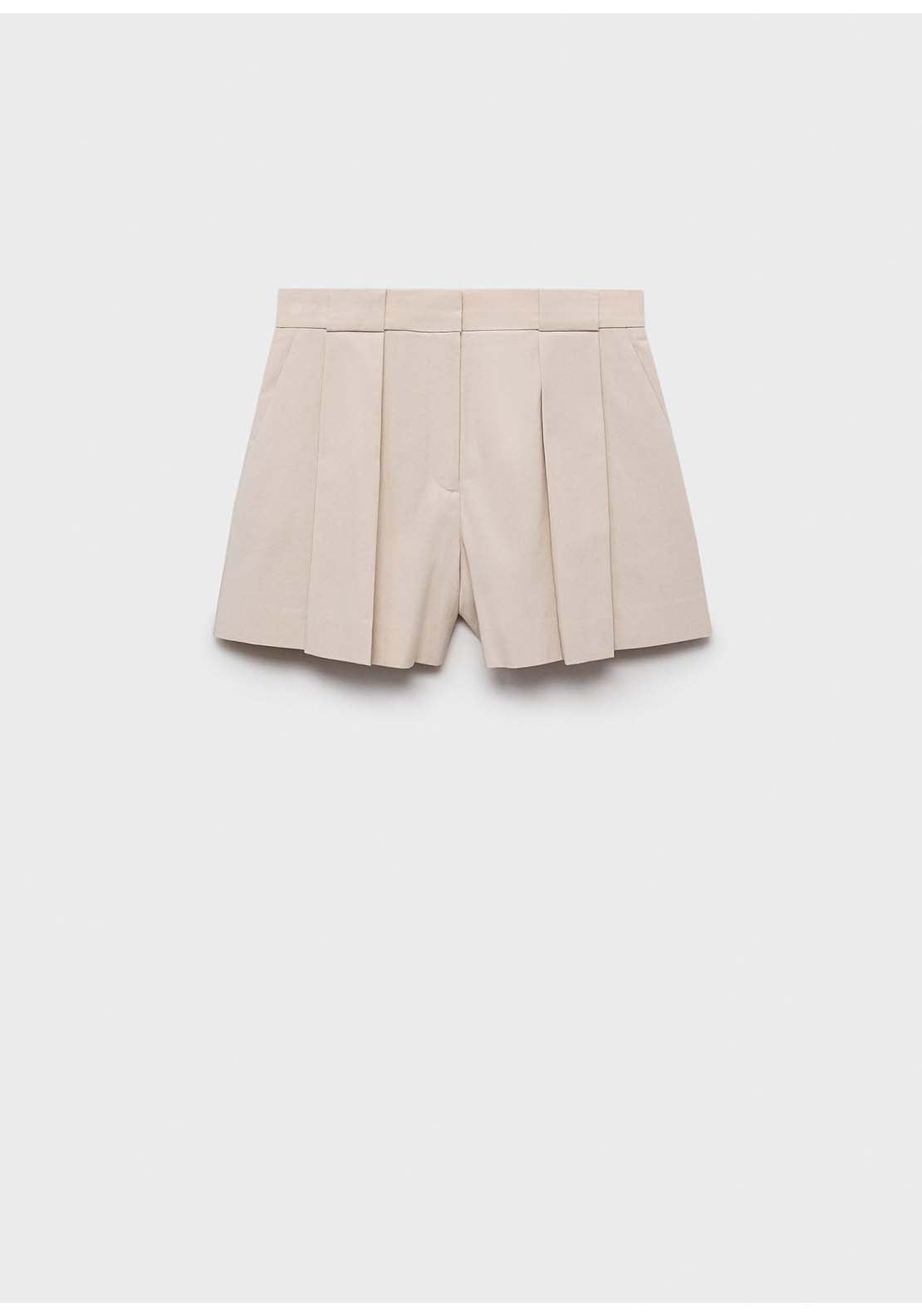 Pleated Suit Shorts - Beige