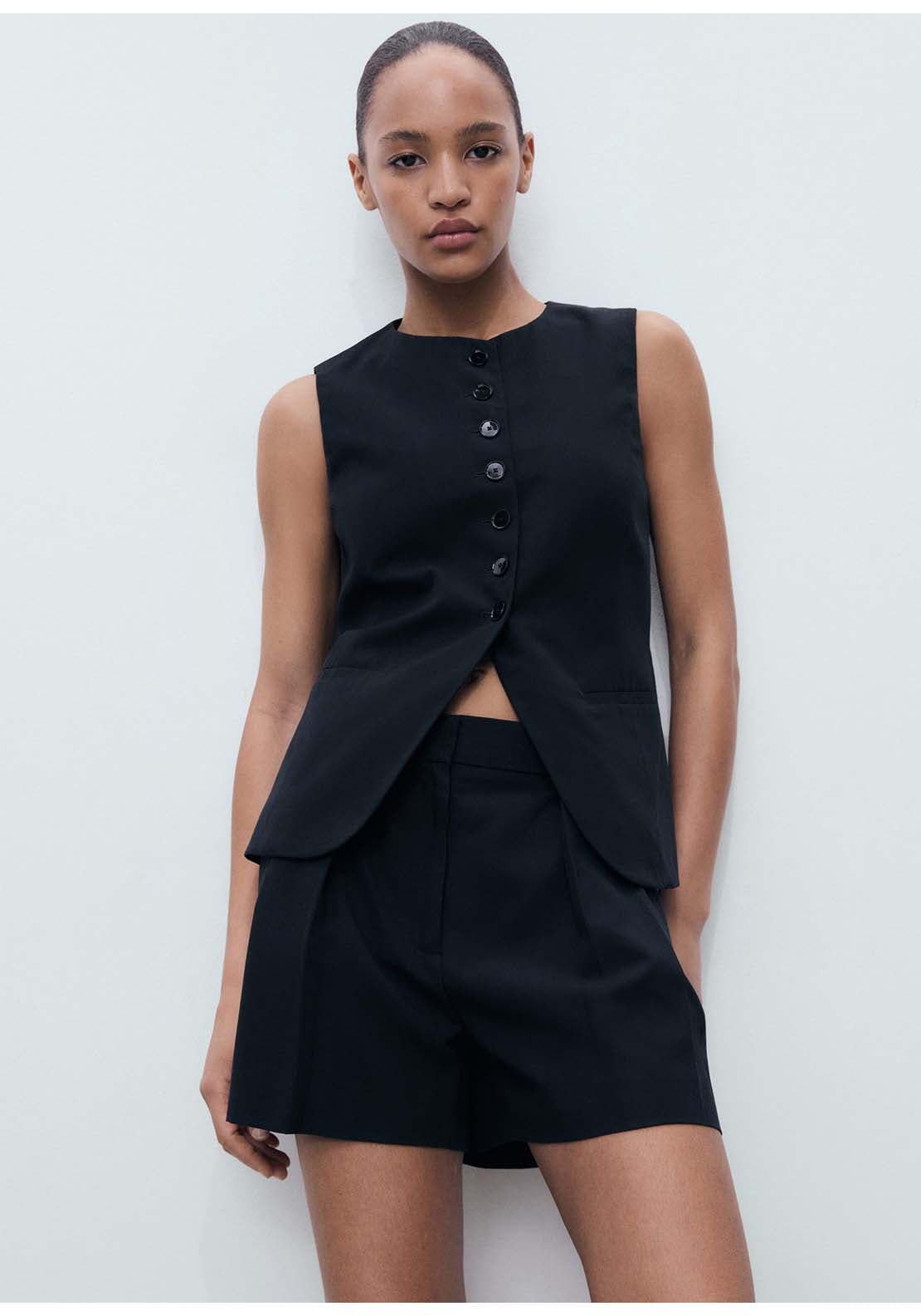 Mango Pleated Suit Shorts - Black 3 Shaws Department Stores